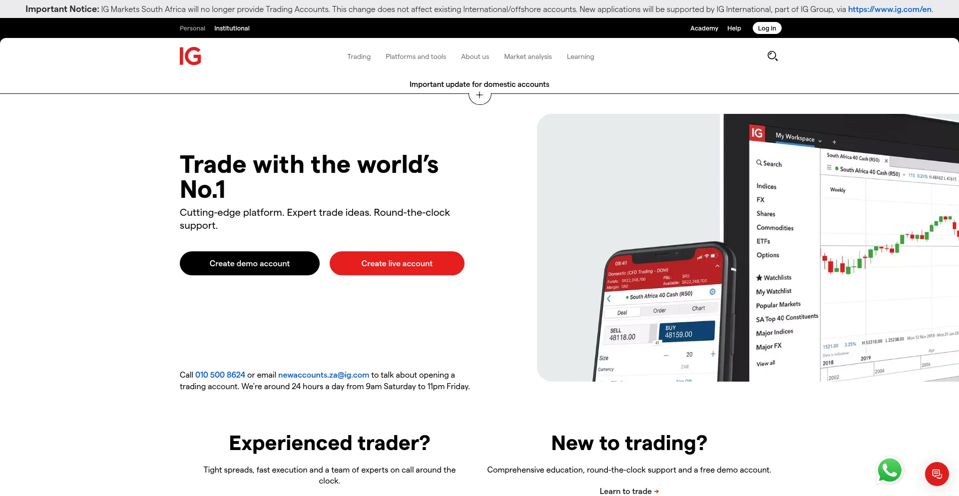 Website screenshot of Ig.co.za