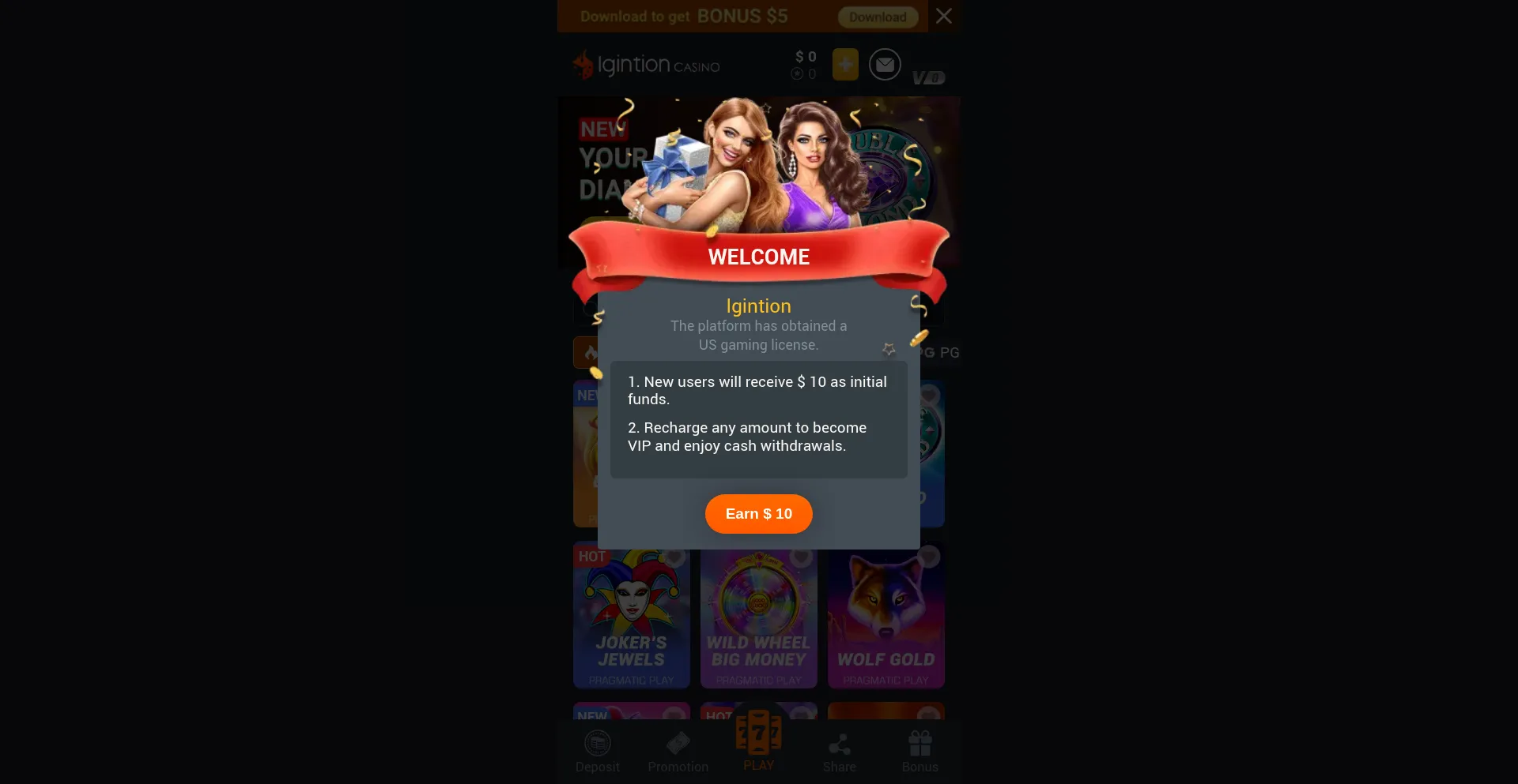Website screenshot of Igintioncasino.com