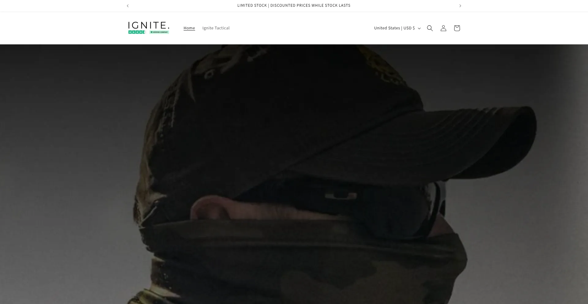 Website screenshot of Ignitebrandwear.com
