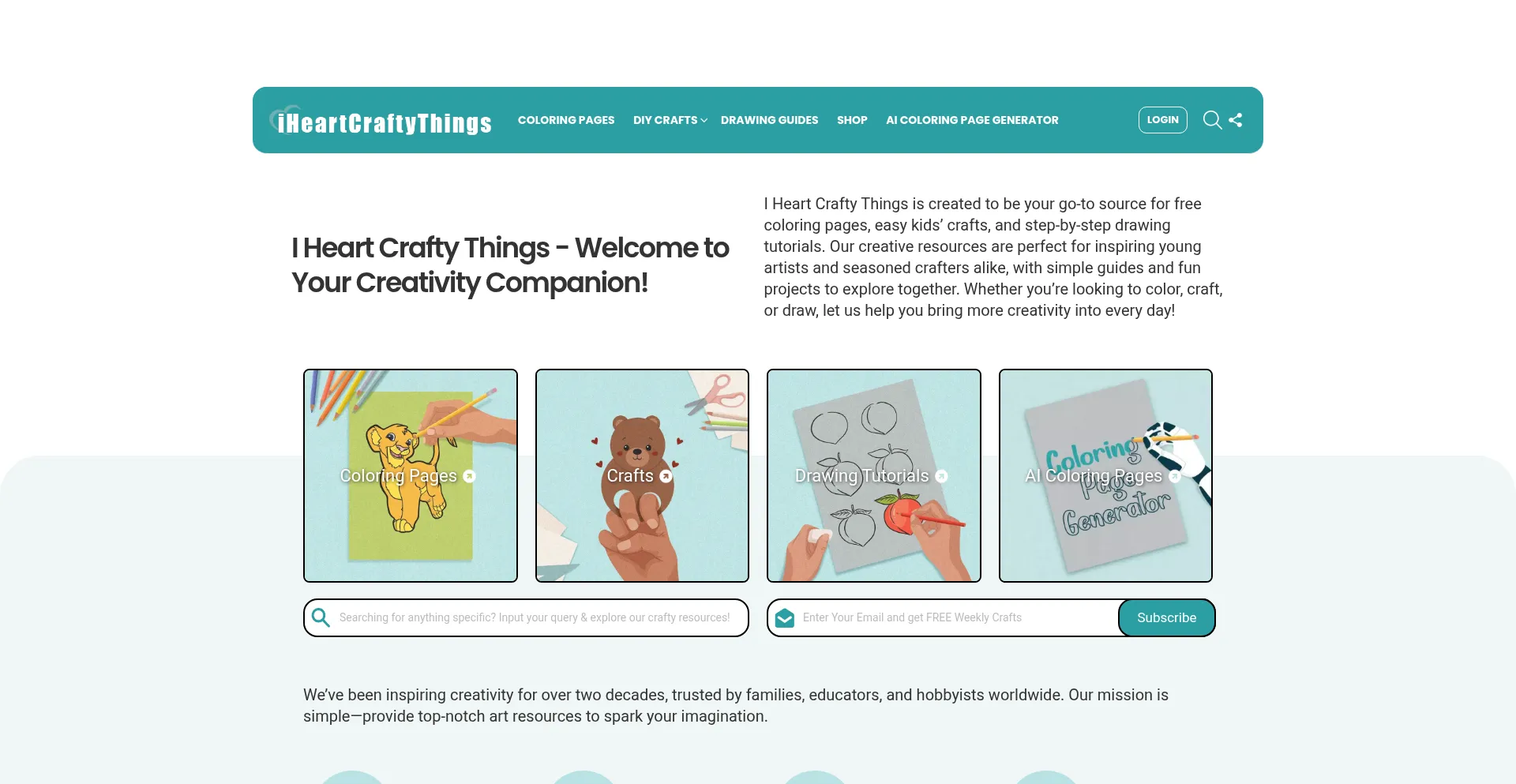 Website screenshot of Iheartcraftythings.com