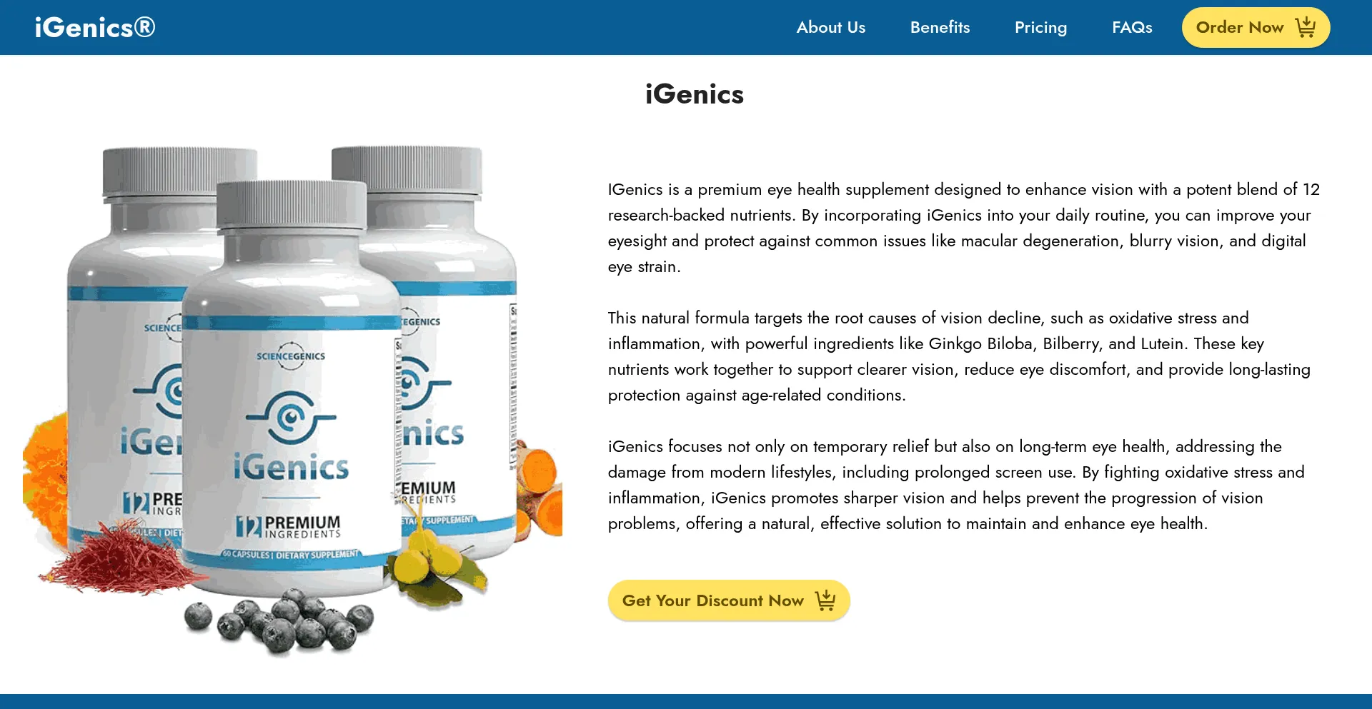 Website screenshot of Iigenics.com