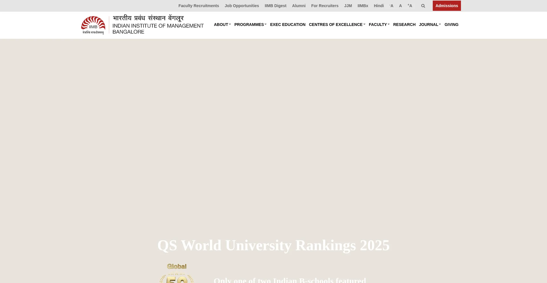 Website screenshot of Iimb.ac.in