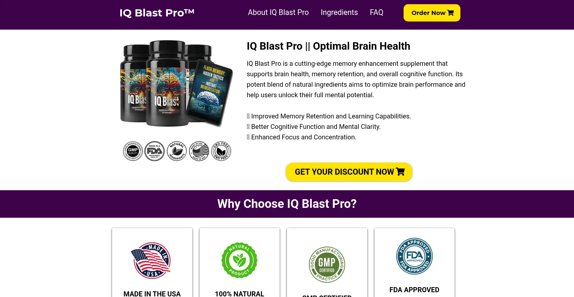 Website screenshot of Iiqblastpro.com