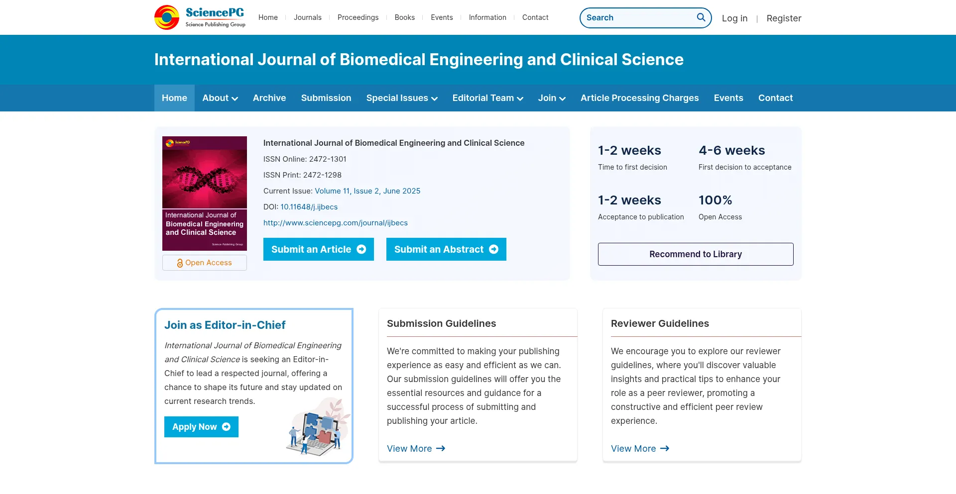 Website screenshot of Ijbecs.net