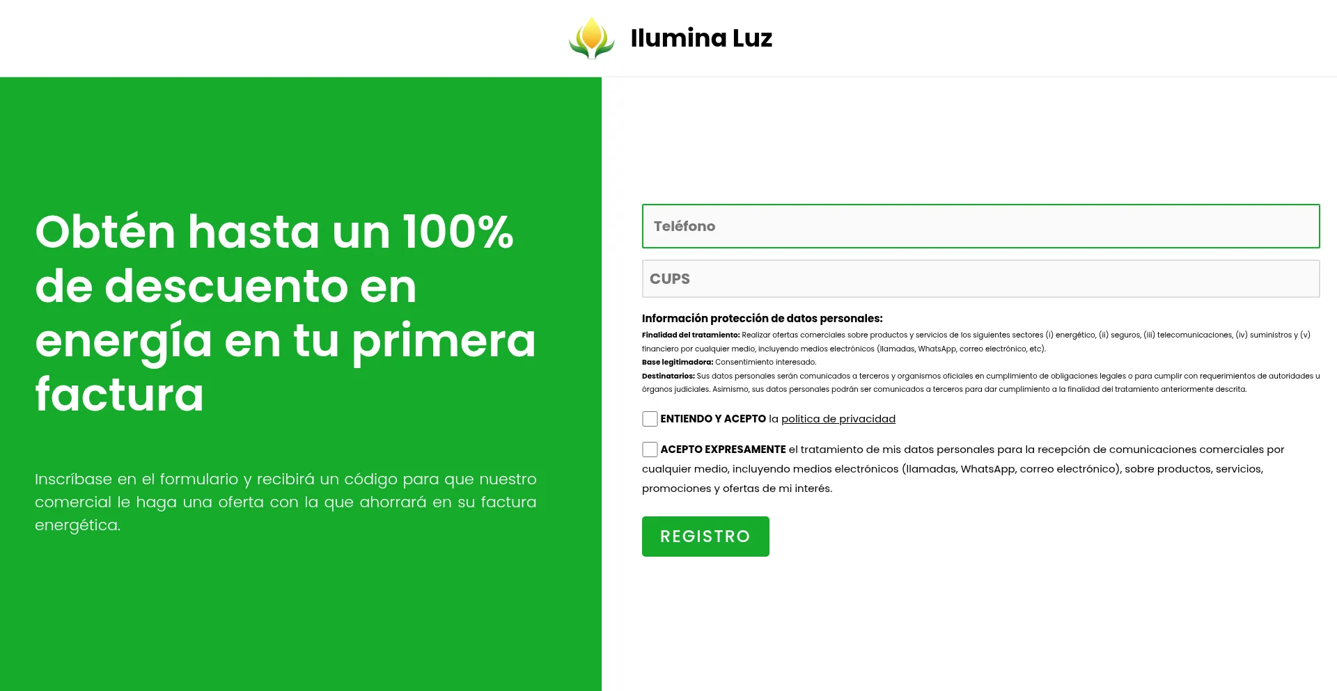 Website screenshot of Iluminaluz.com