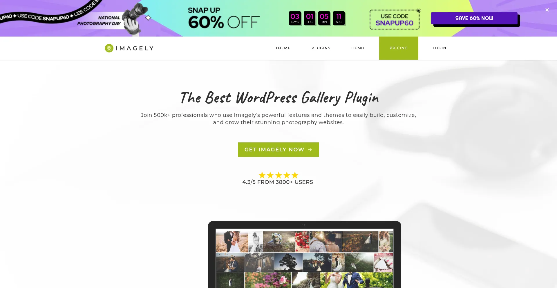 Website screenshot of Imagely.com