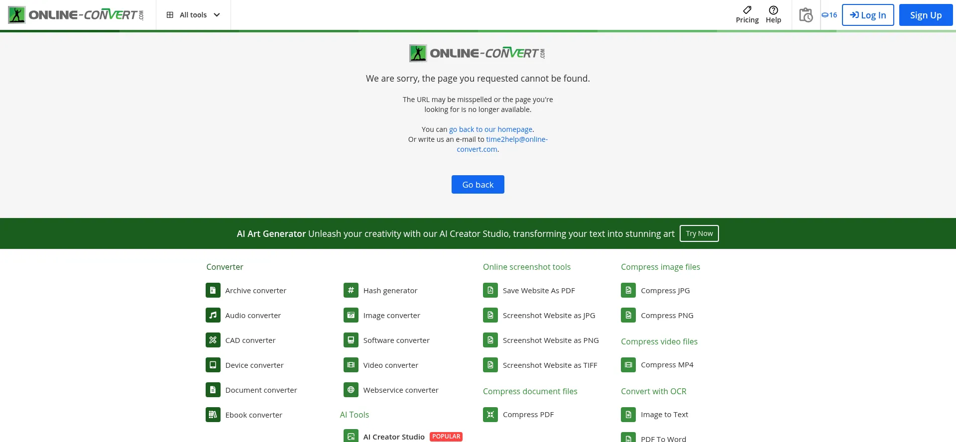 Website screenshot of Imagen.online-convert.com