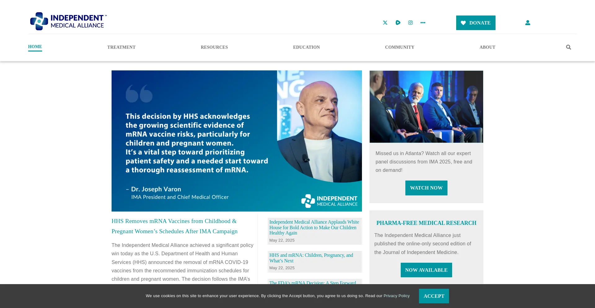 Website screenshot of Imahealth.org