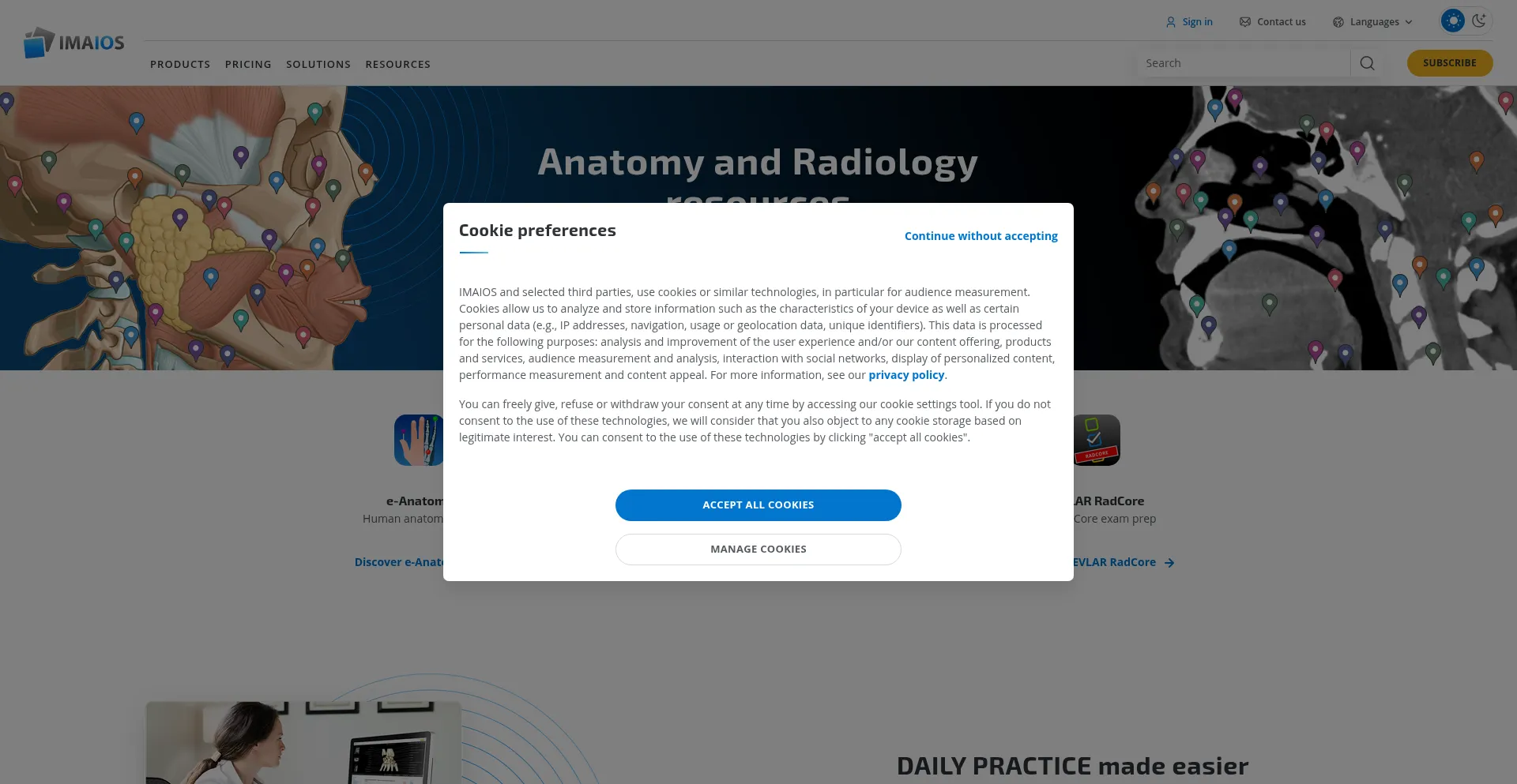 Website screenshot of Imaios.com