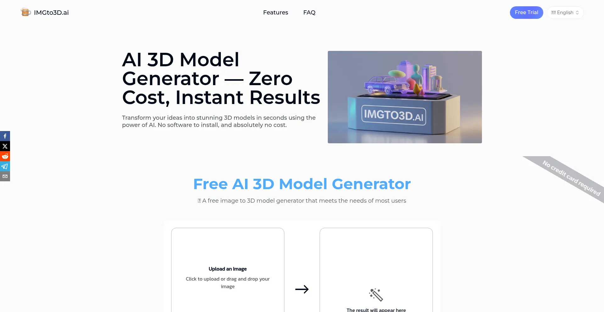 Website screenshot of Imgto3d.ai