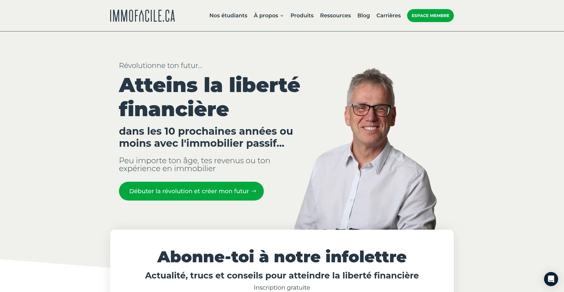 Website screenshot of Immofacile.ca