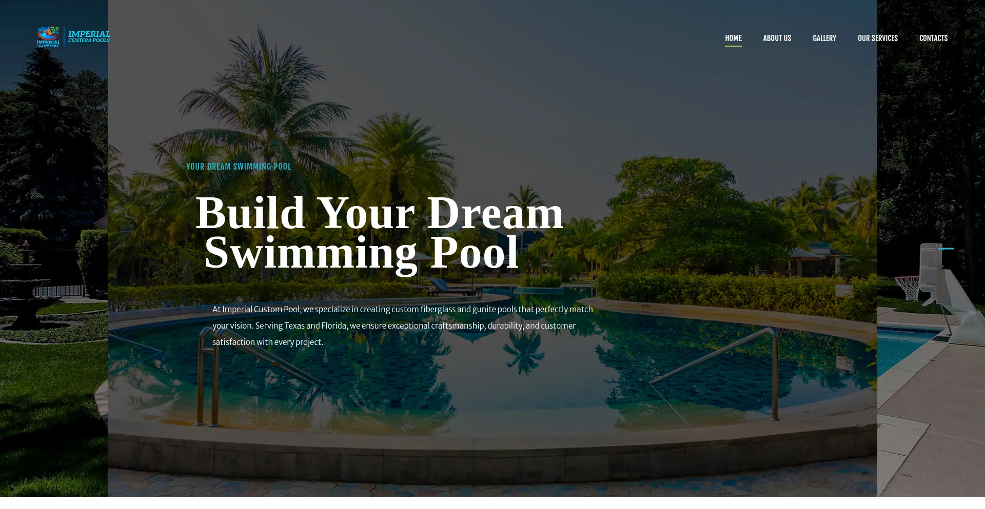 Website screenshot of Imperialcustompool.com