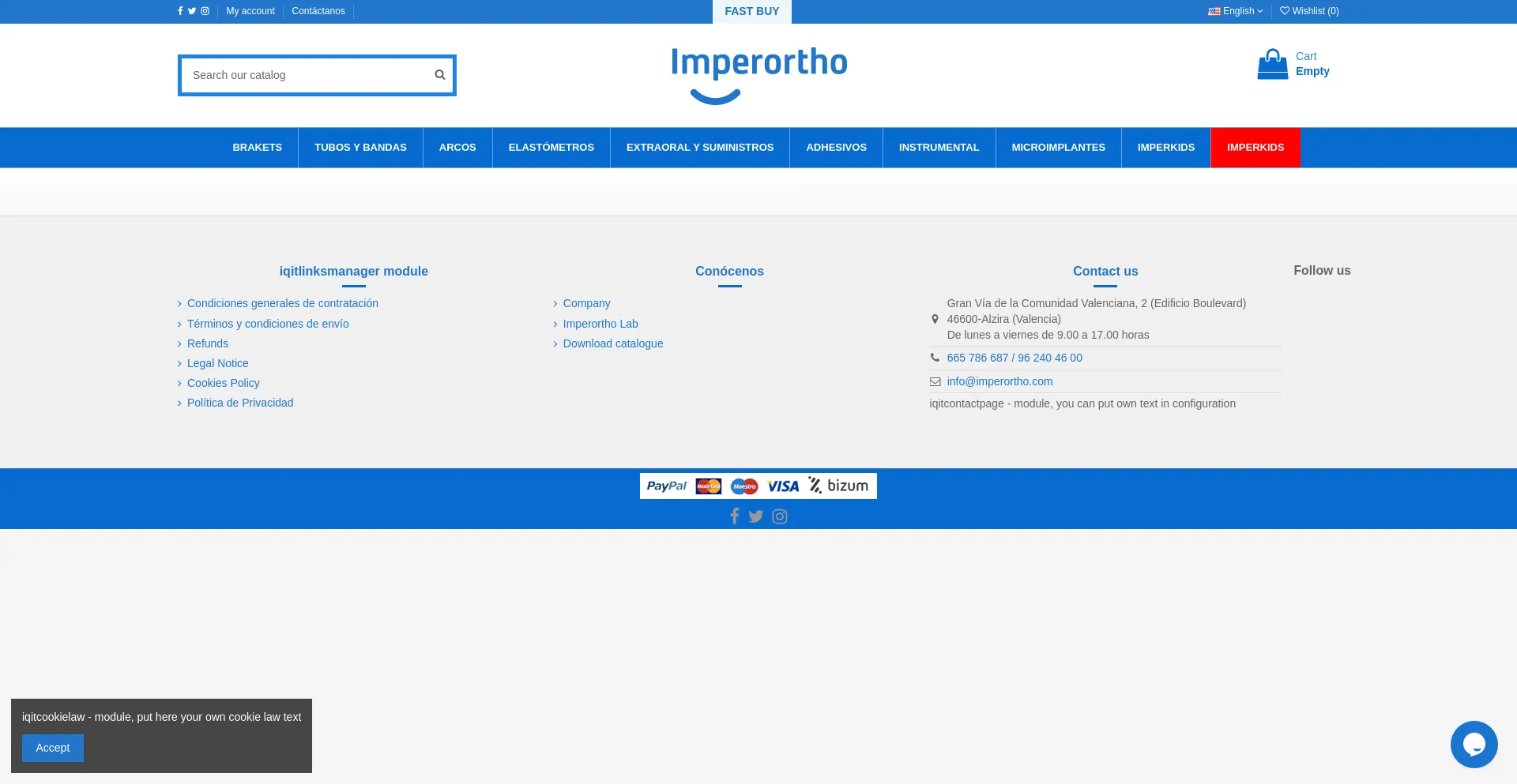 Website screenshot of Imperortho.com