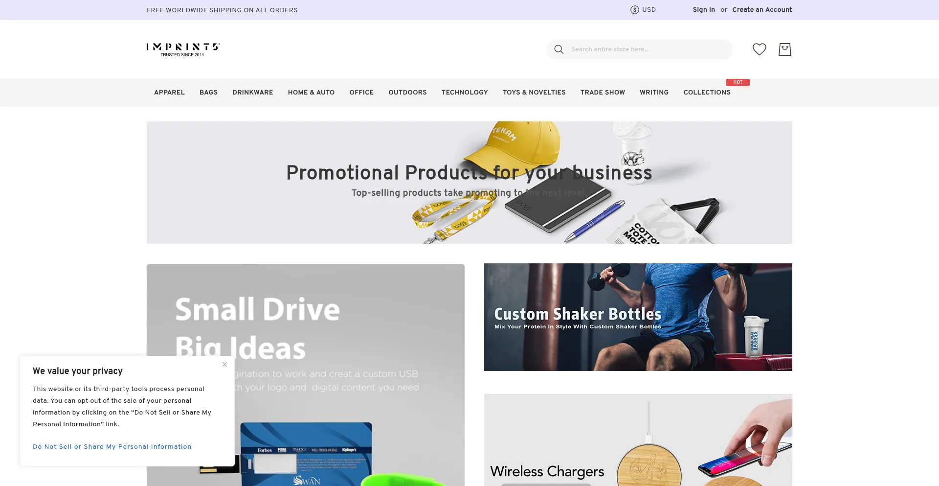 Website screenshot of Imprint5.com