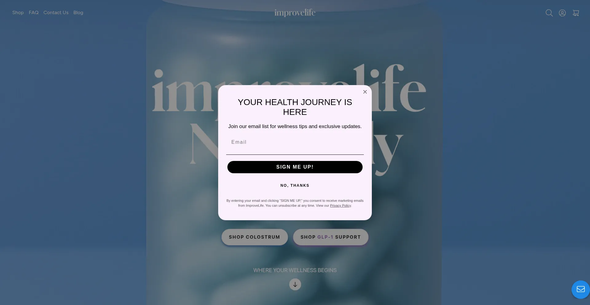 Website screenshot of Improvelife.com
