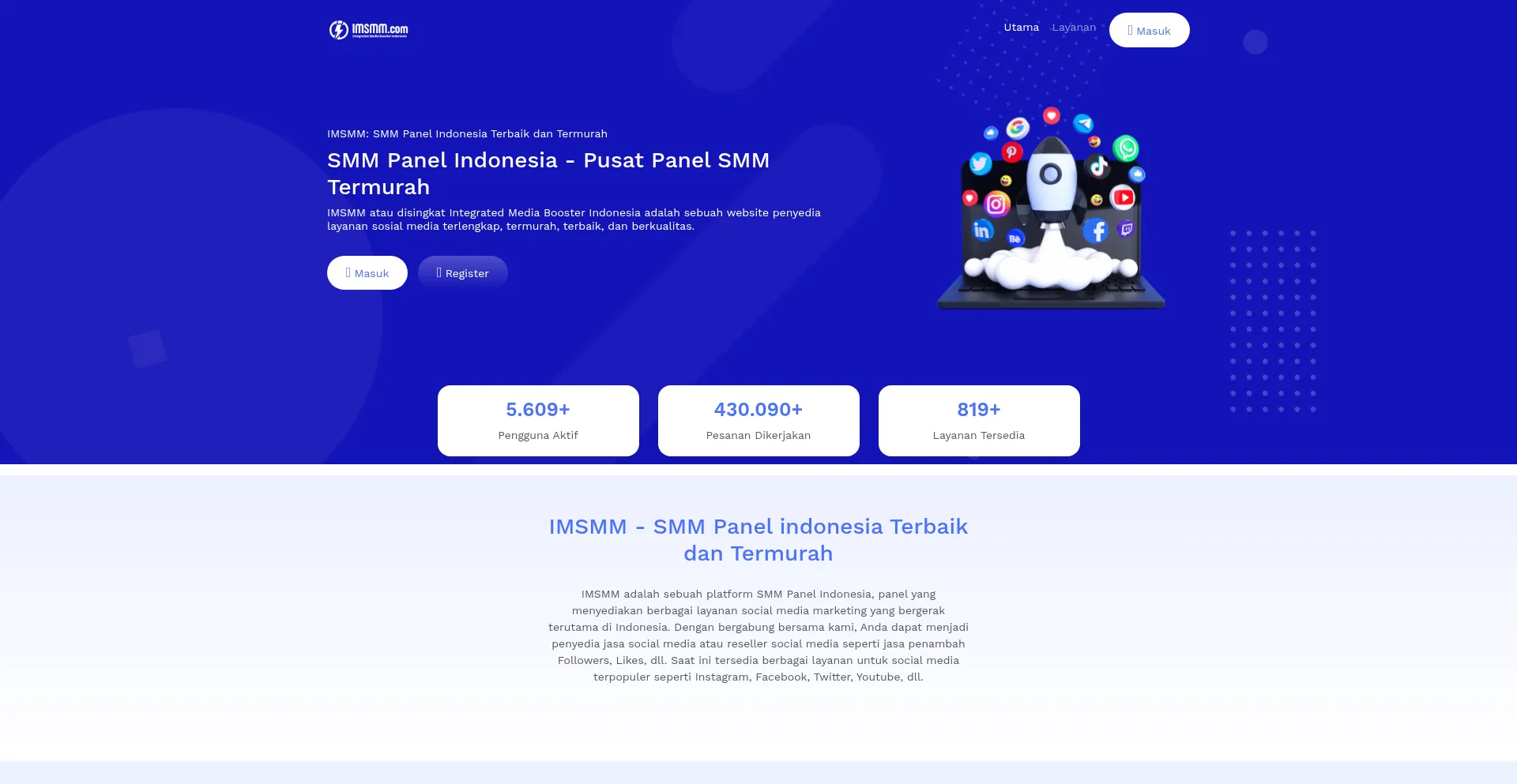 Website screenshot of Imsmm.com