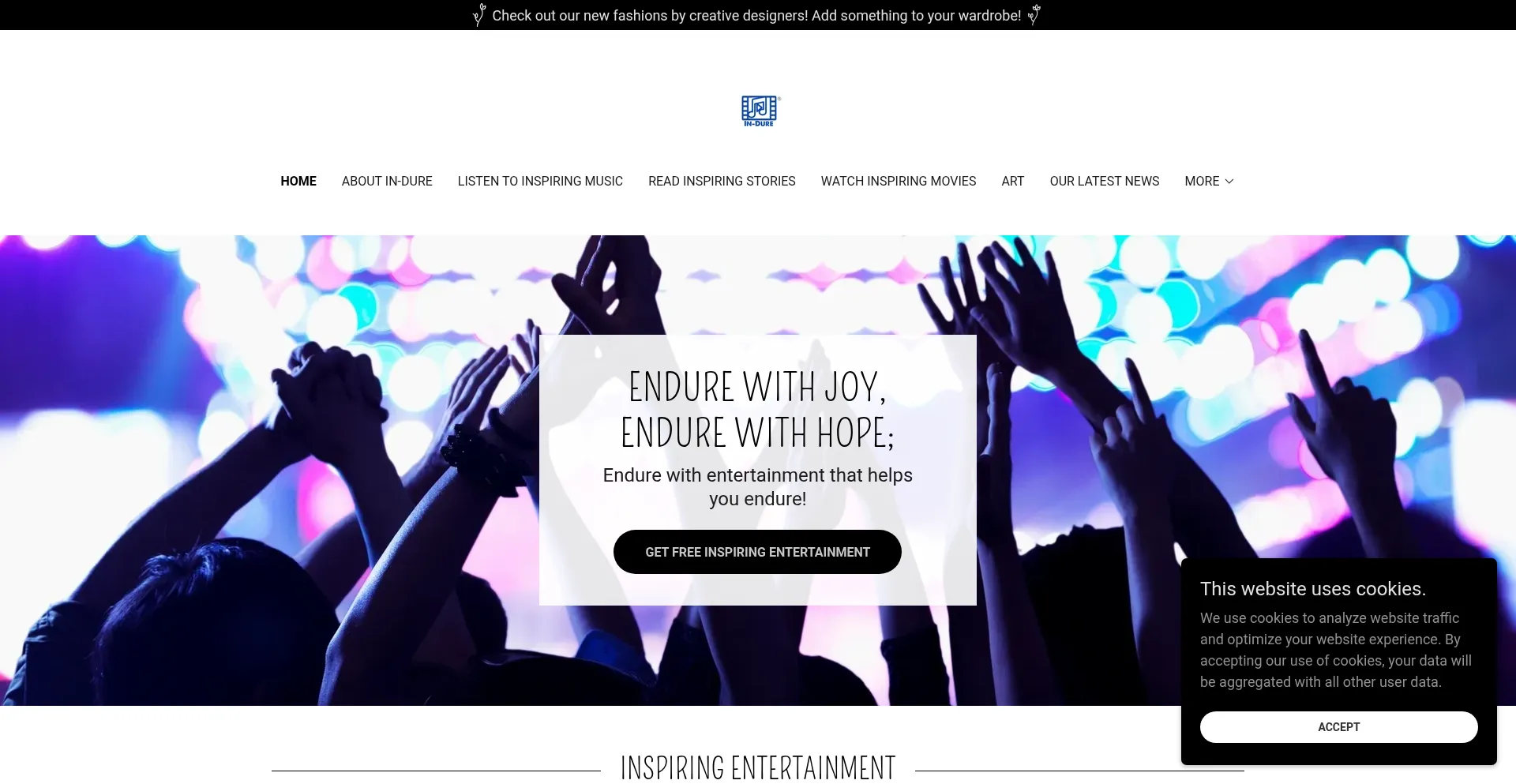 Website screenshot of In-dure.com