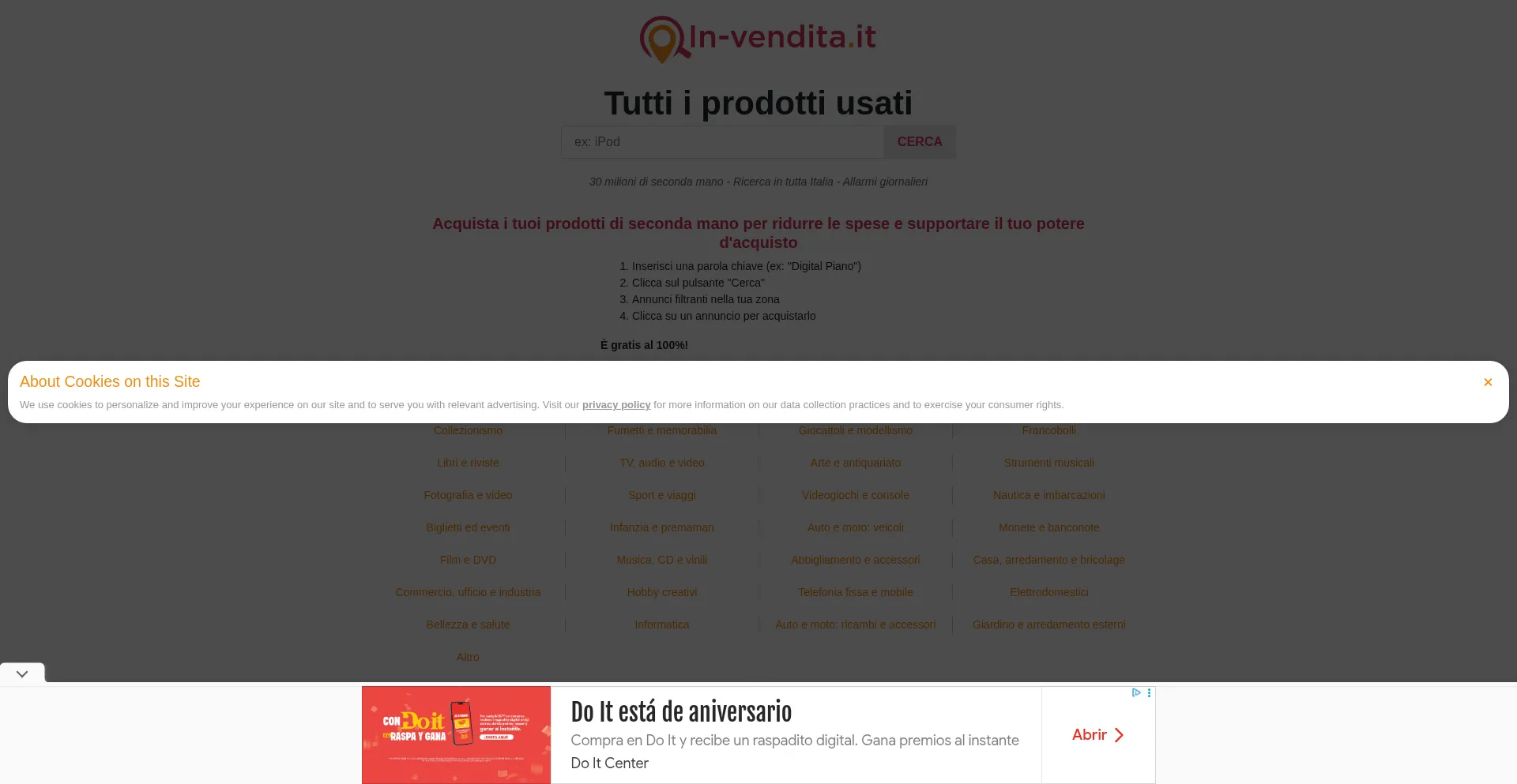 Website screenshot of In-vendita.it
