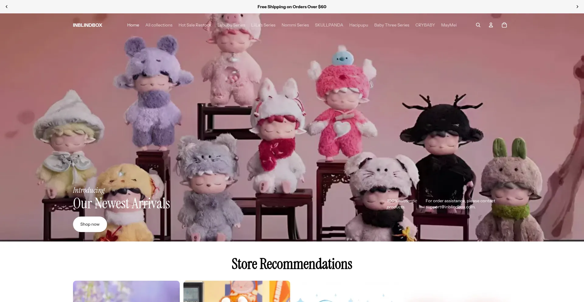 Website screenshot of Inblindbox.com