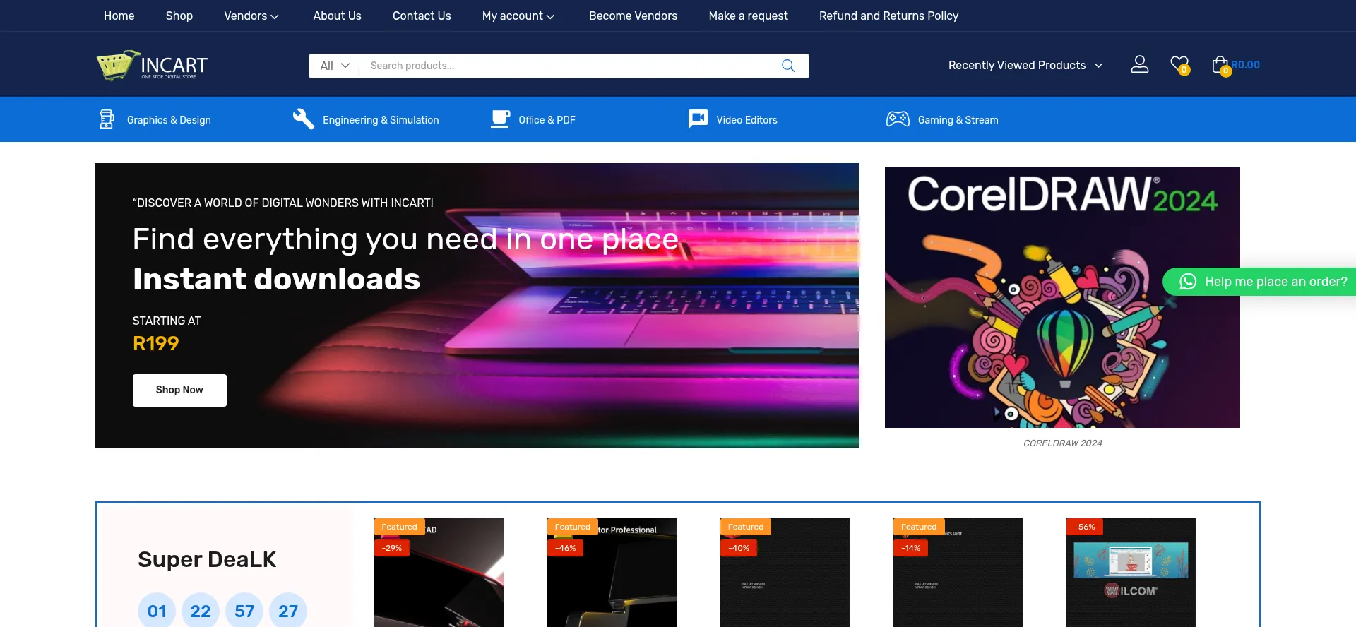 Website screenshot of Incart.co.za