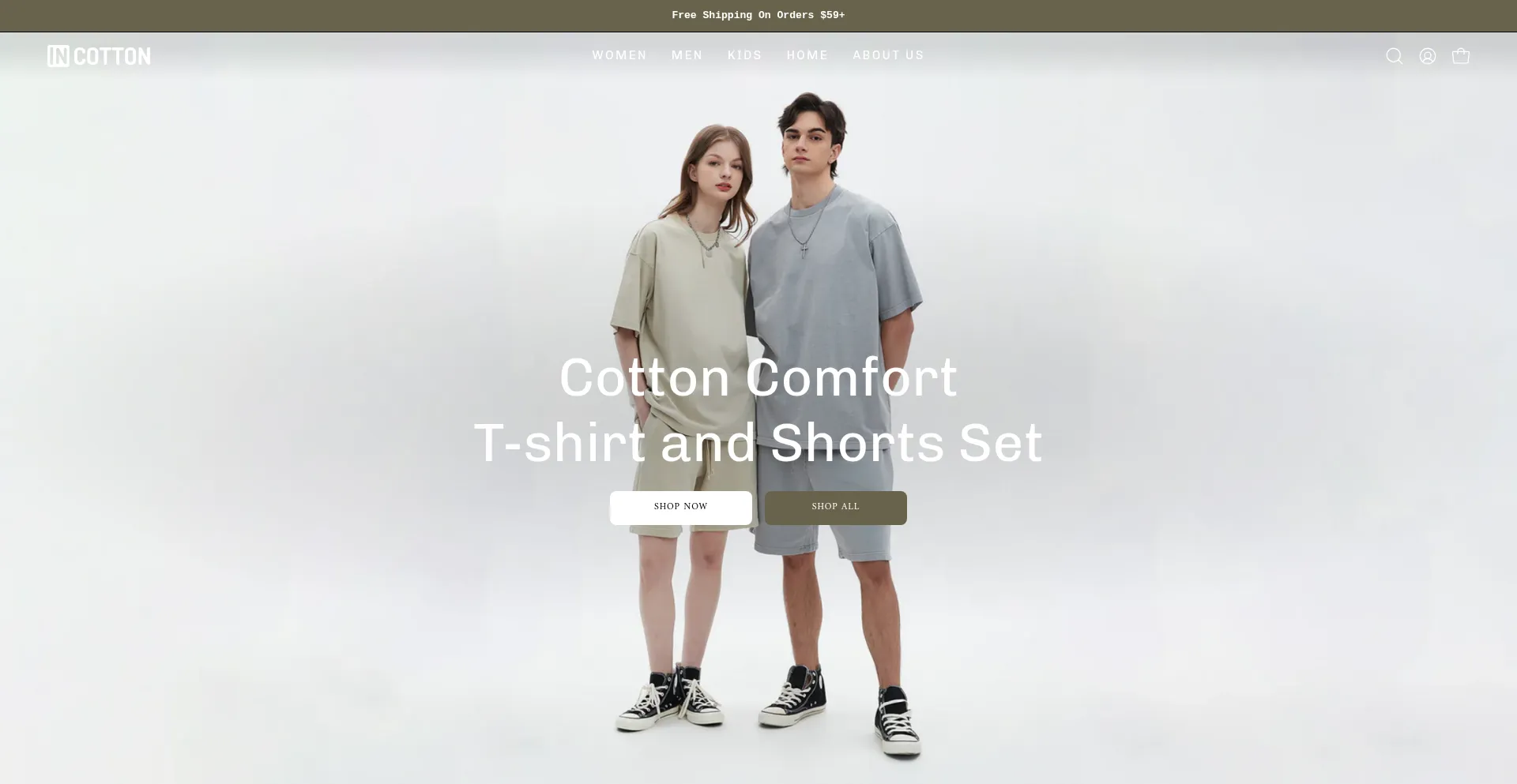 Website screenshot of Incottonus.com