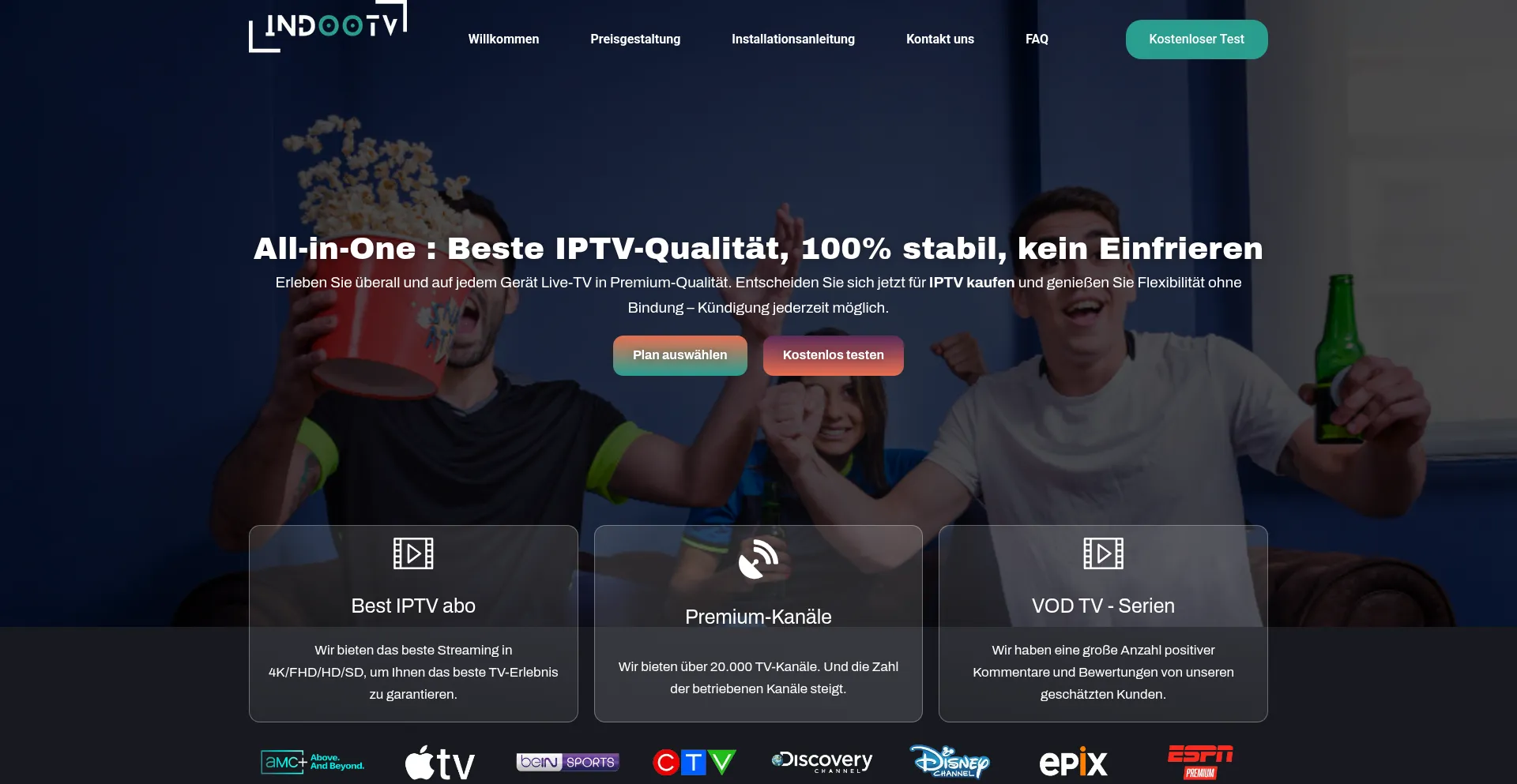 Website screenshot of Indootv.com