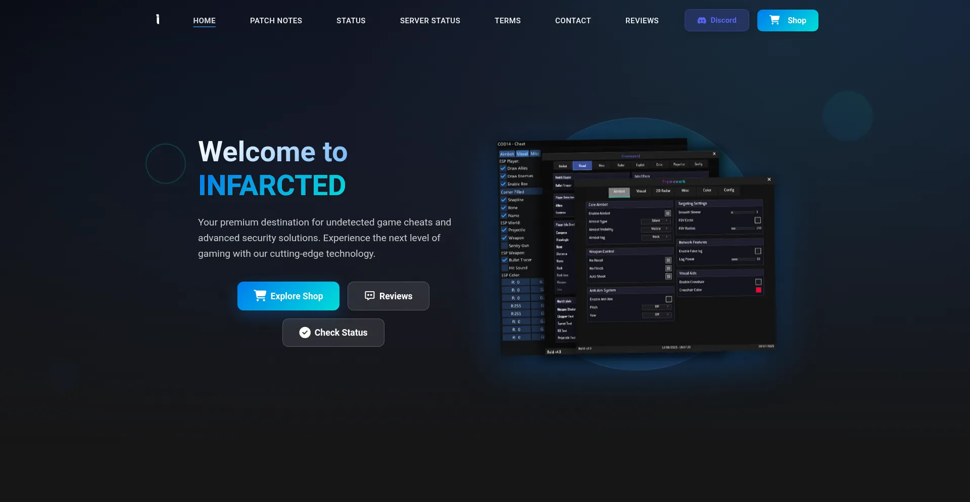 Website screenshot of Infarcted.eu