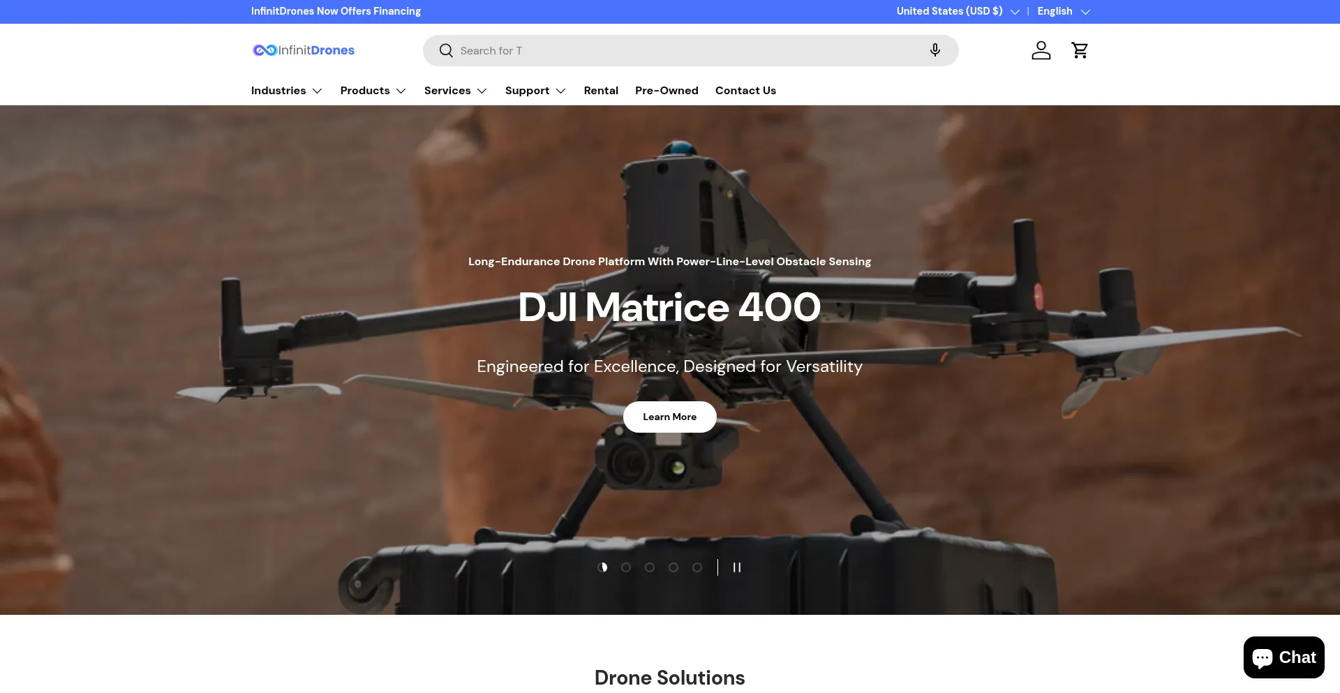 Website screenshot of Infinitdrones.com