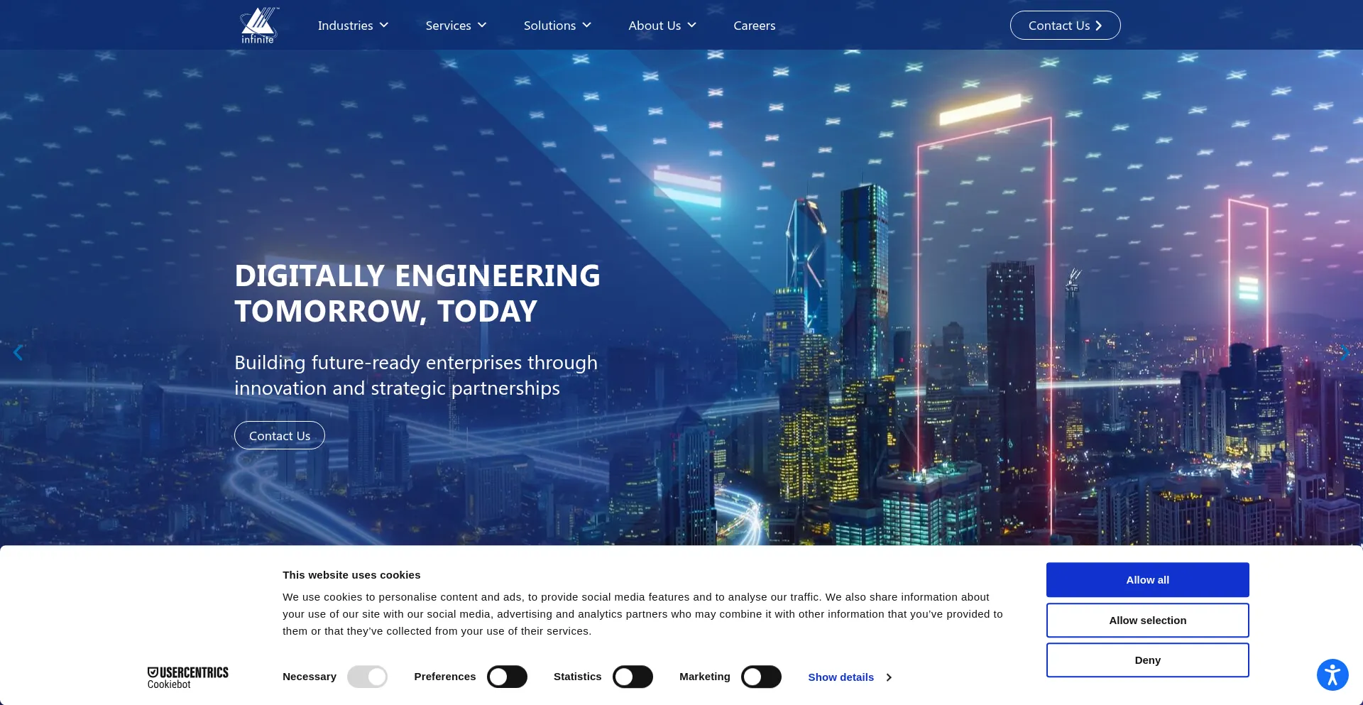 Website screenshot of Infinite.com
