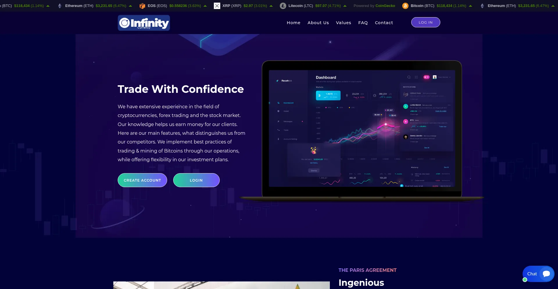 Website screenshot of Infinitycurrency.org
