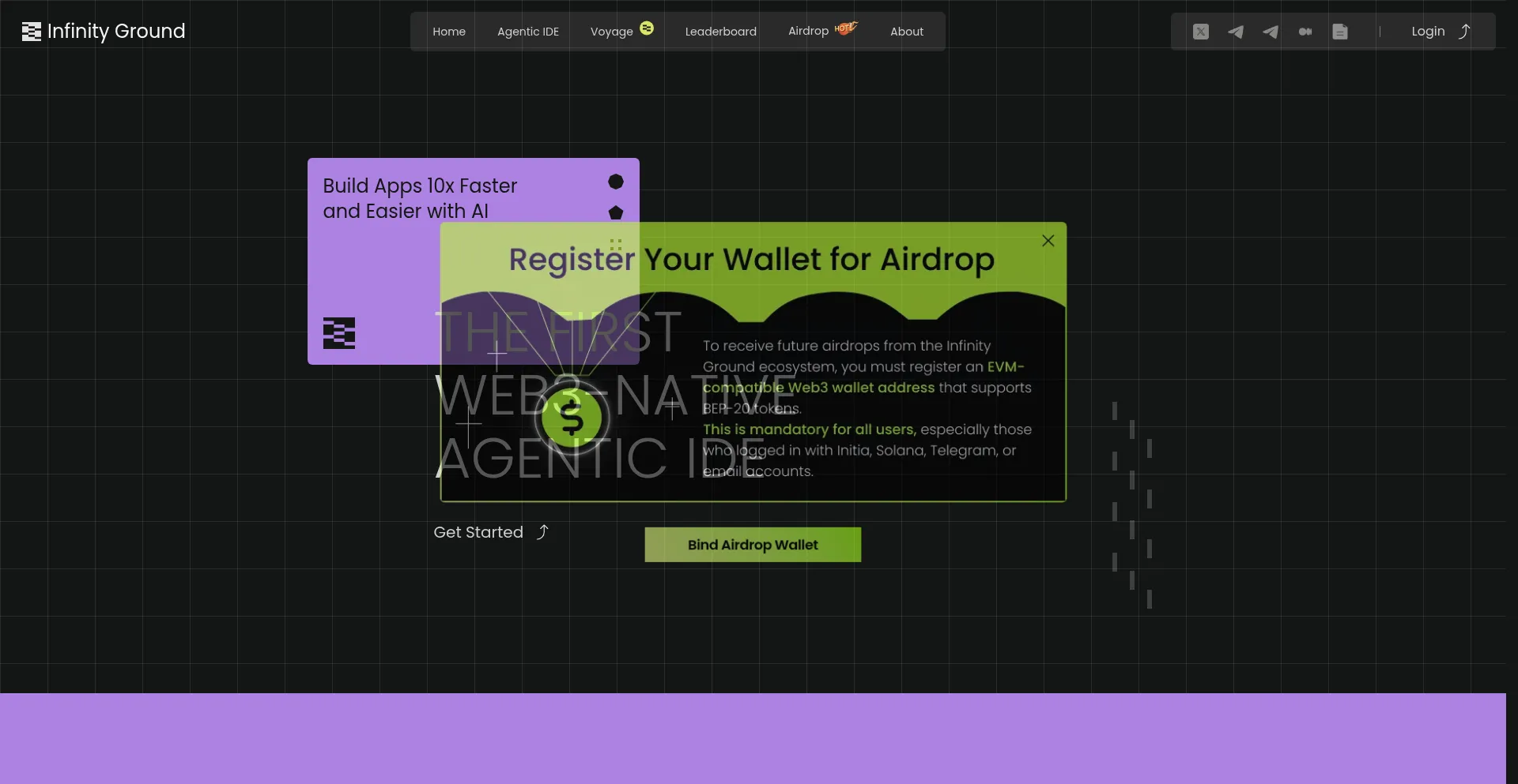 Website screenshot of Infinityg.ai