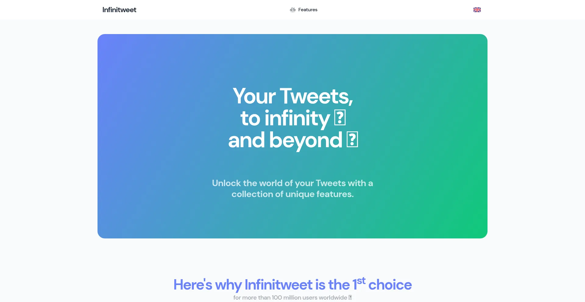 Website screenshot of Infintytweet.com