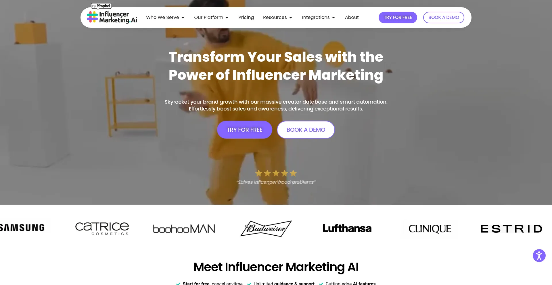 Website screenshot of Influencermarketing.ai