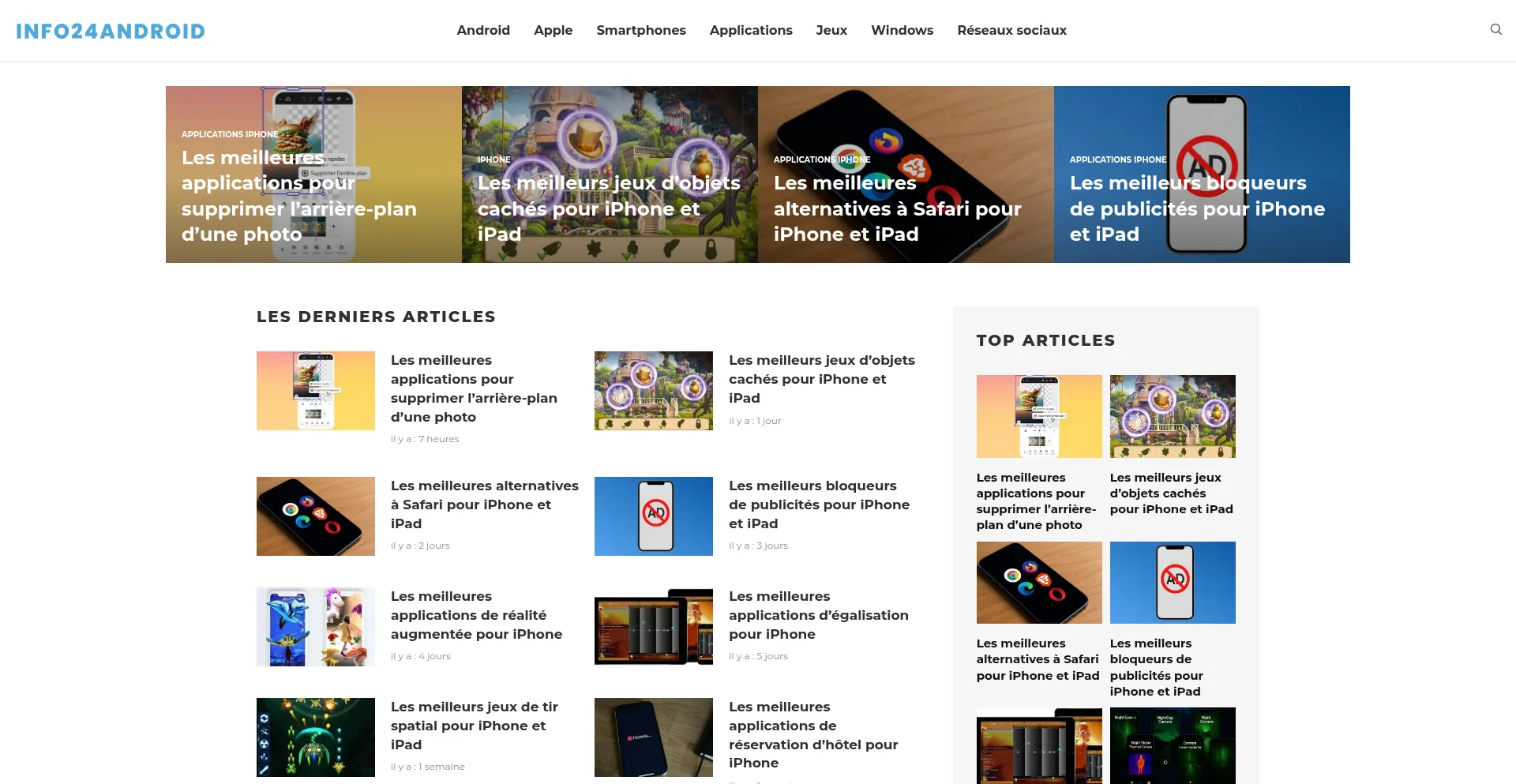 Website screenshot of Info24android.com