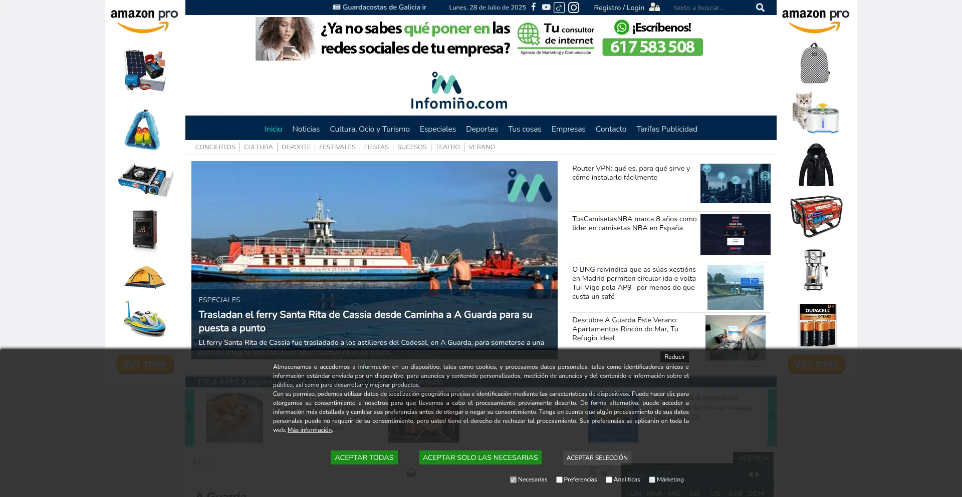 Website screenshot of Infominho.com