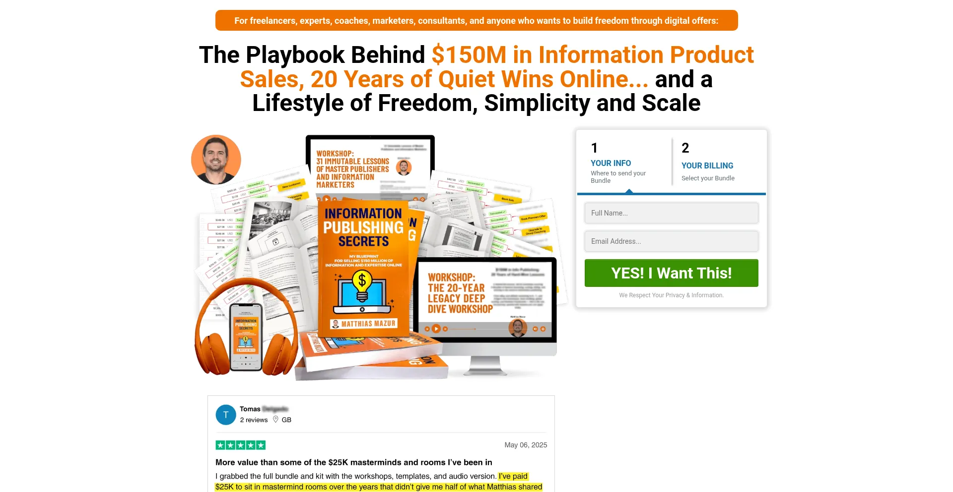 Website screenshot of Informationpublishingsecrets.com