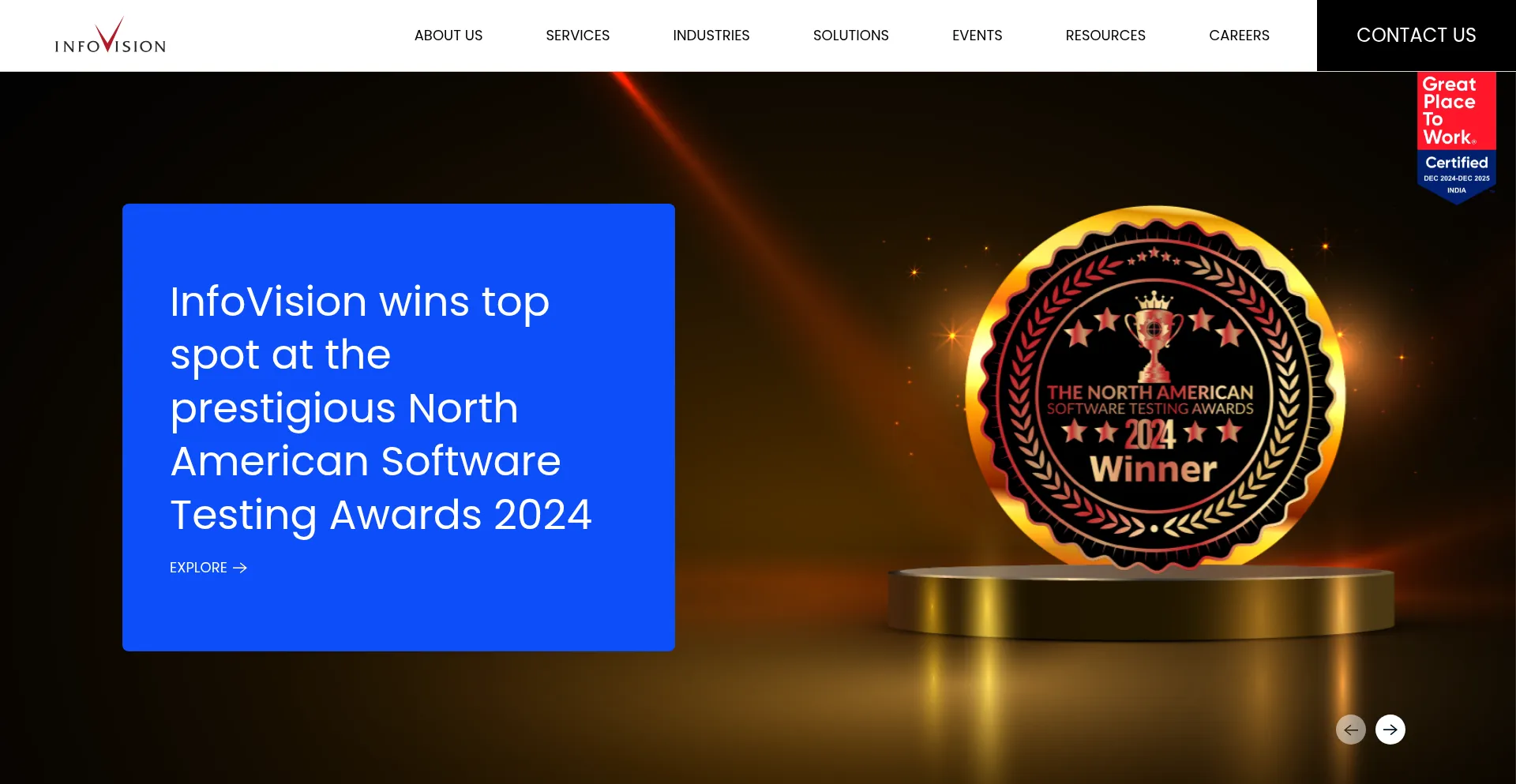 Website screenshot of Infovision.com