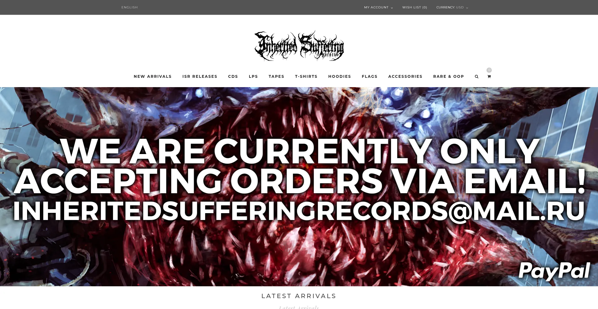 Website screenshot of Inheritedsufferingrecords.com