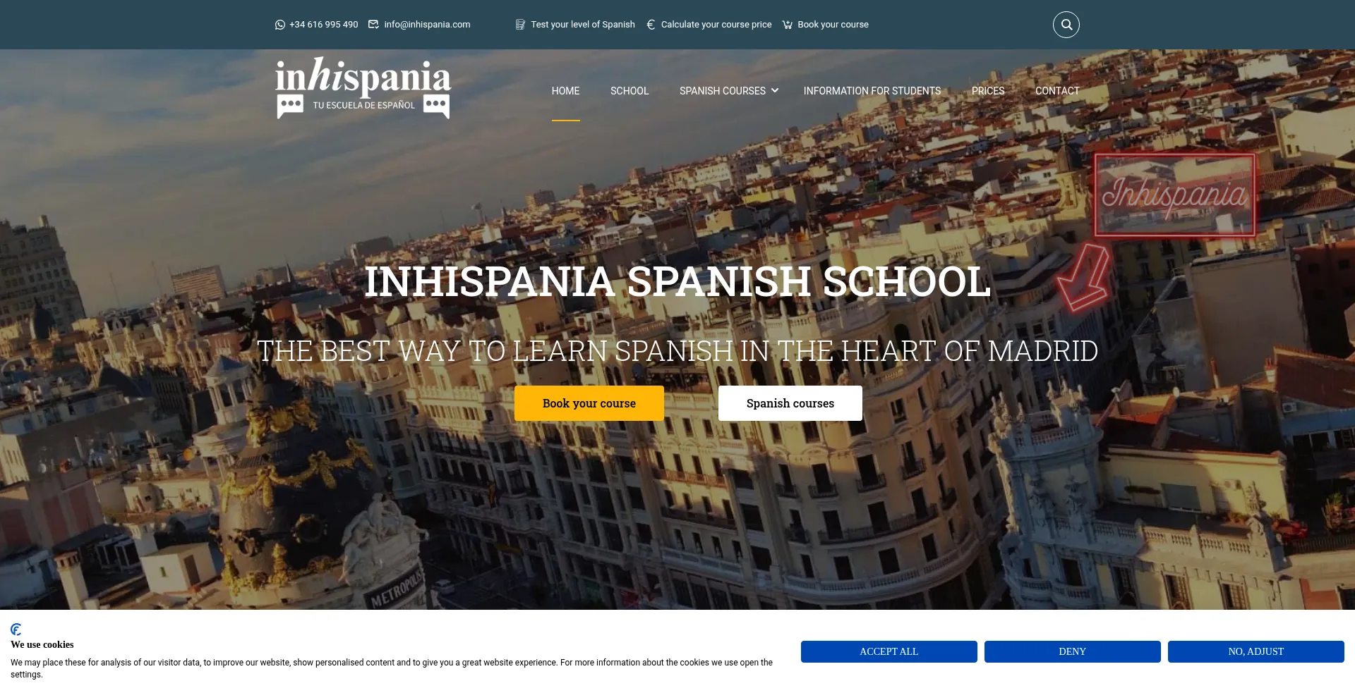 Website screenshot of Inhispania.com