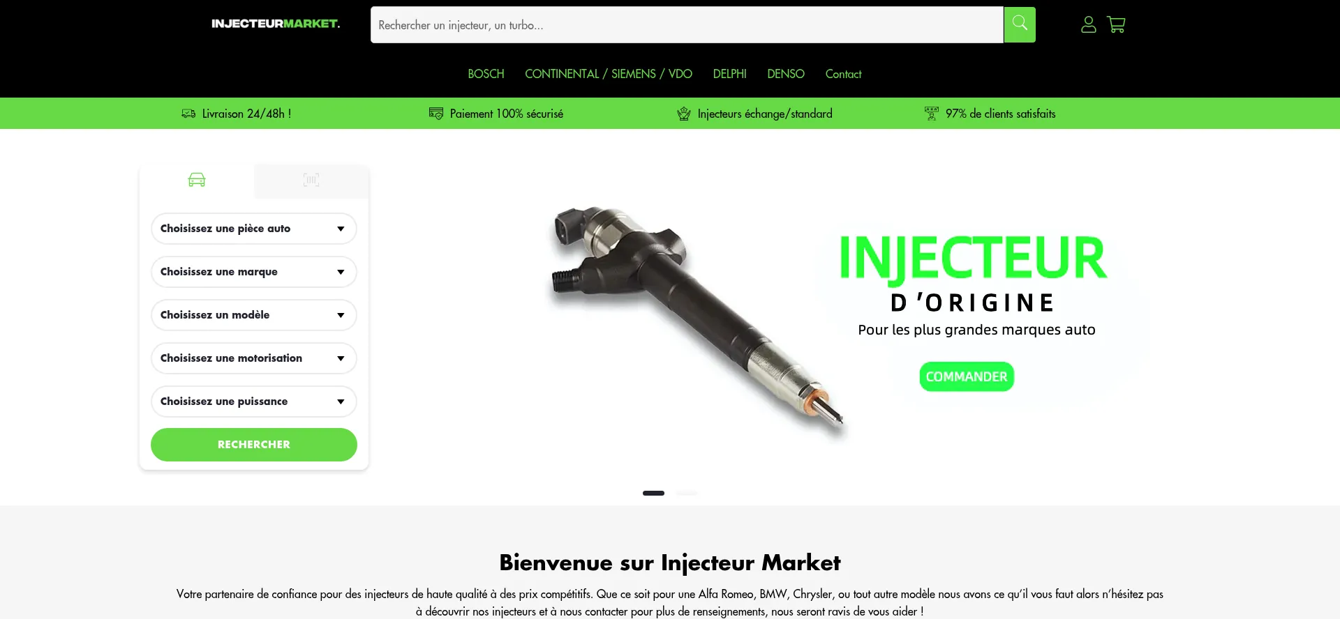 Website screenshot of Injecteurmarket.com