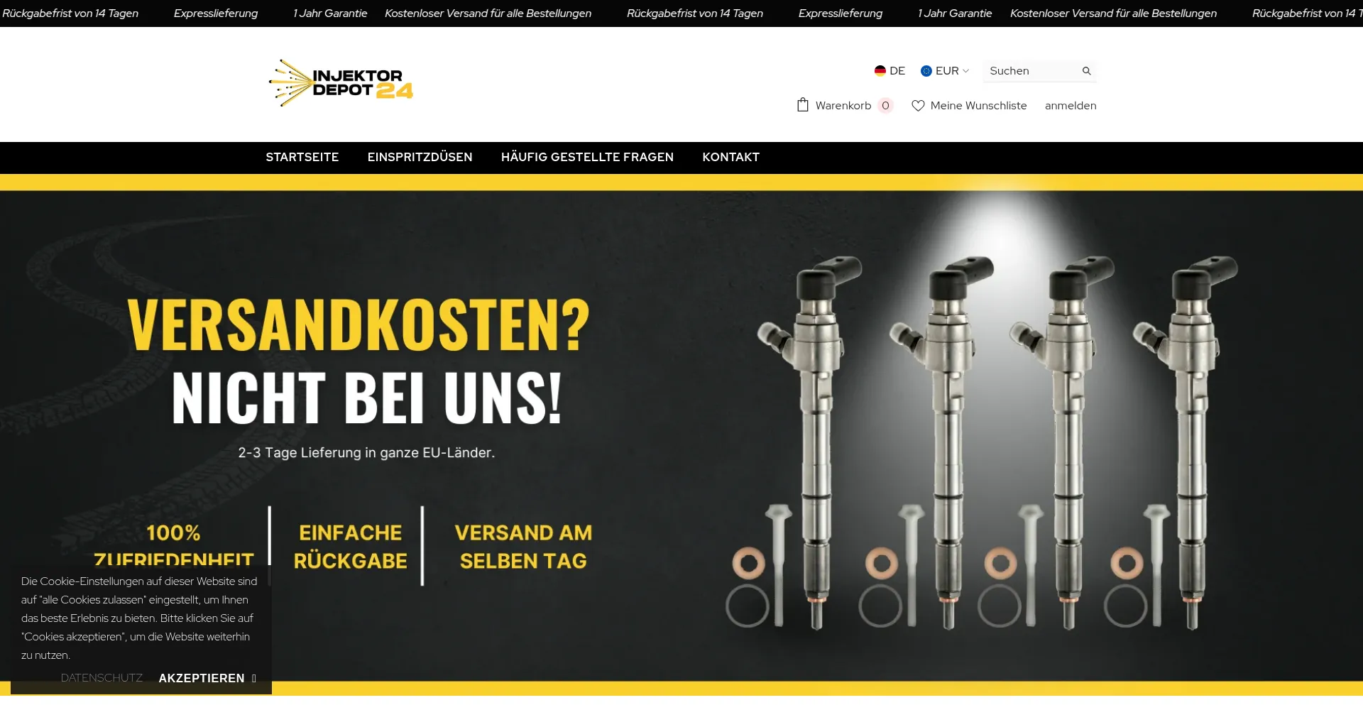 Website screenshot of Injektordepot24.de