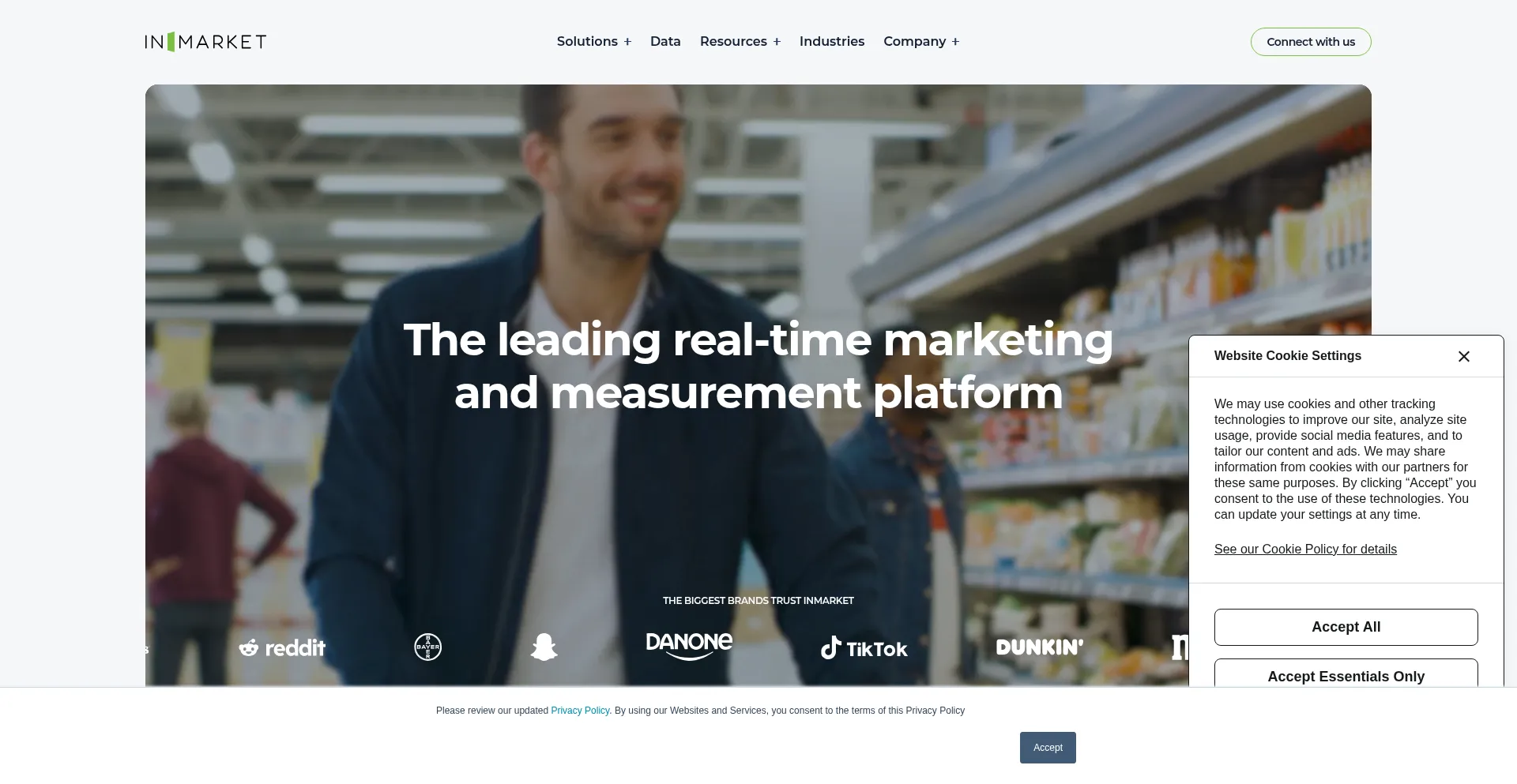 Website screenshot of Inmarket.com