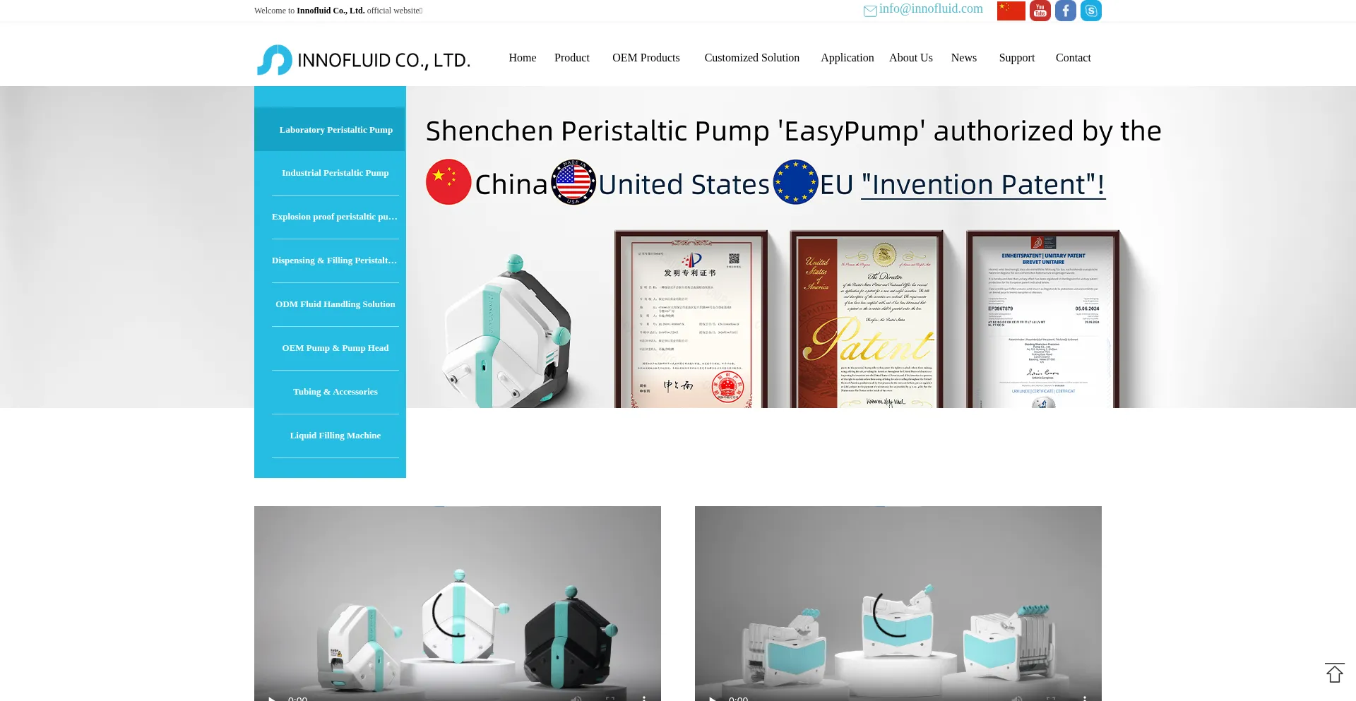 Website screenshot of Innofluid.com