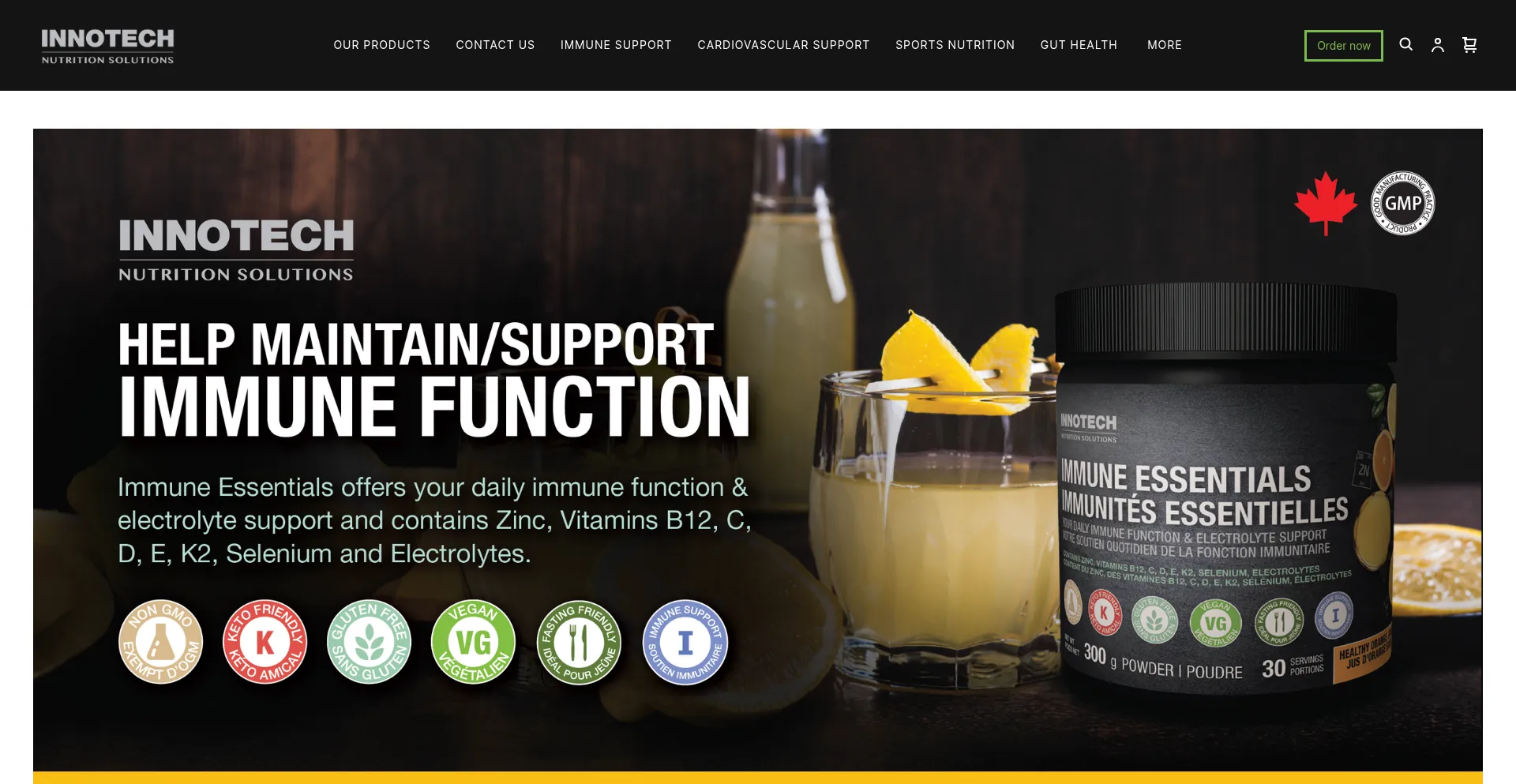 Website screenshot of Innotechnutrition.com