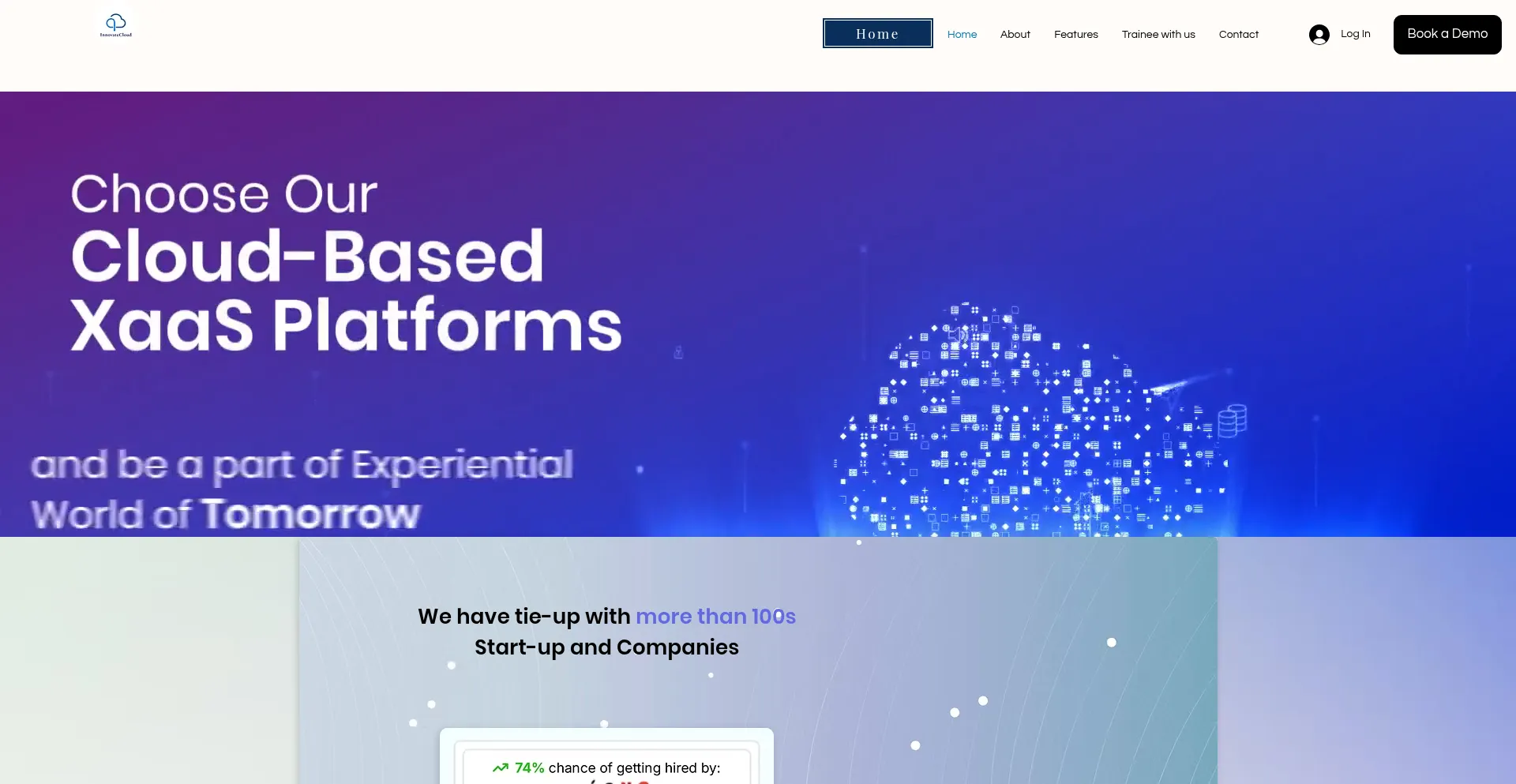 Website screenshot of Innovatecloud.in