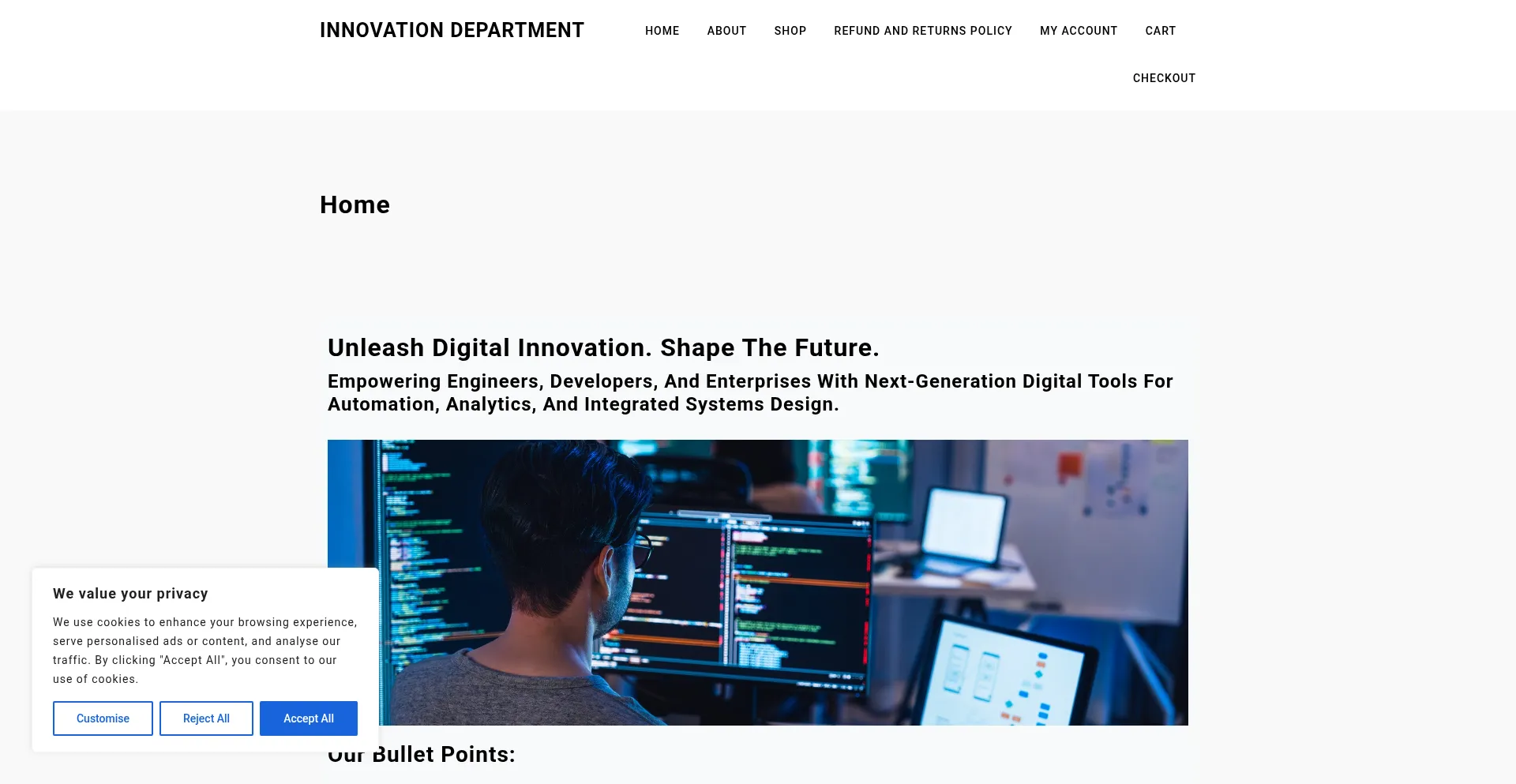 Website screenshot of Innovationdepartment.site