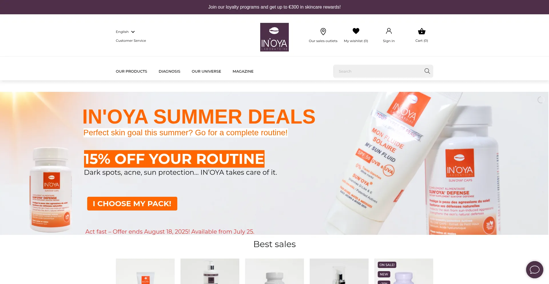 Website screenshot of Inoya-laboratoire.com