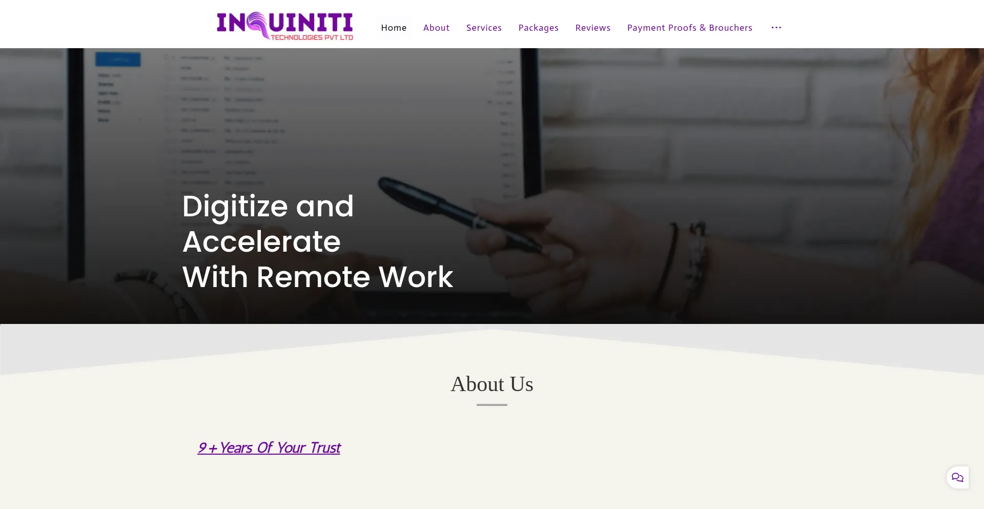 Website screenshot of Inquinititechnologies.com