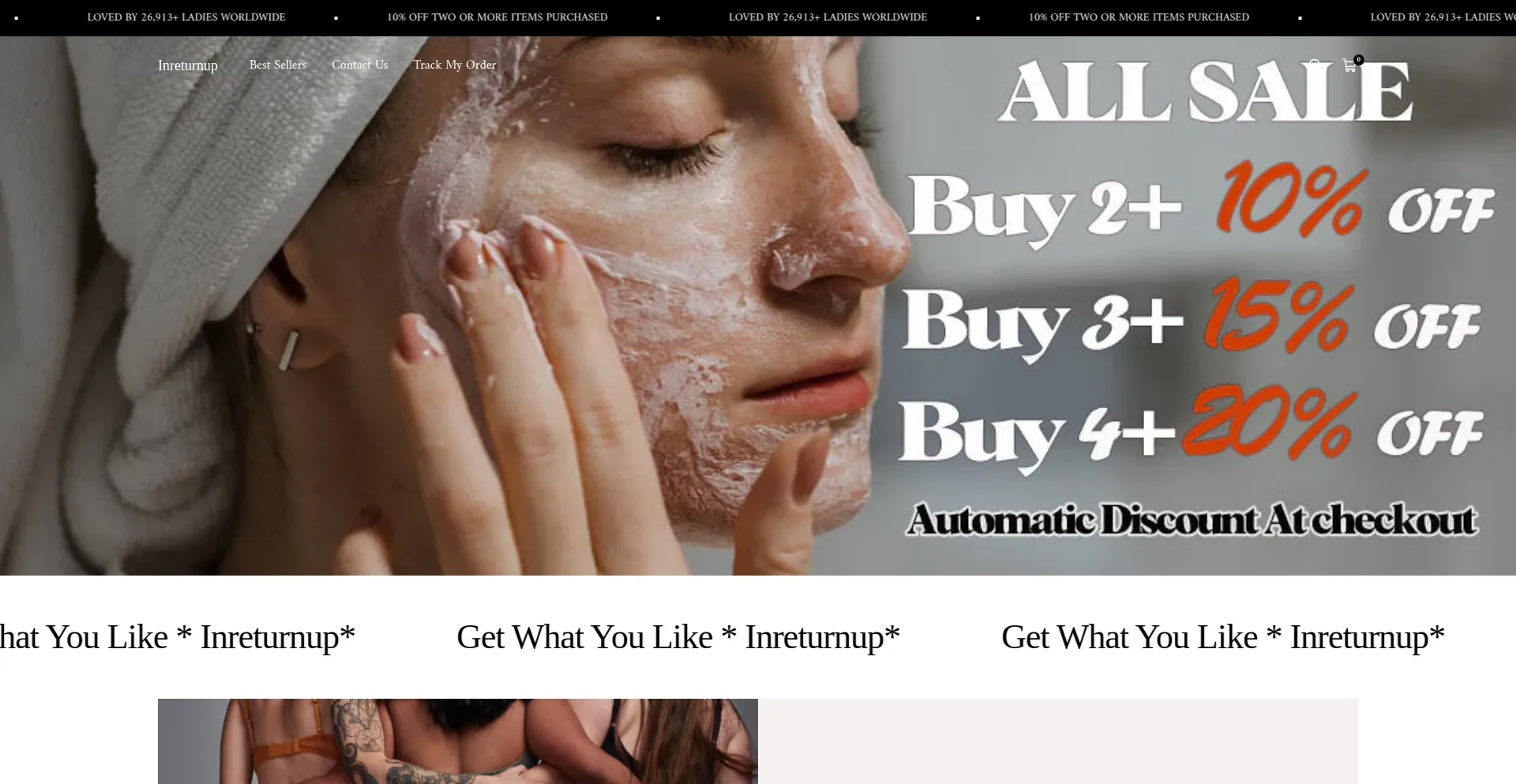 Website screenshot of Inreturnup.com