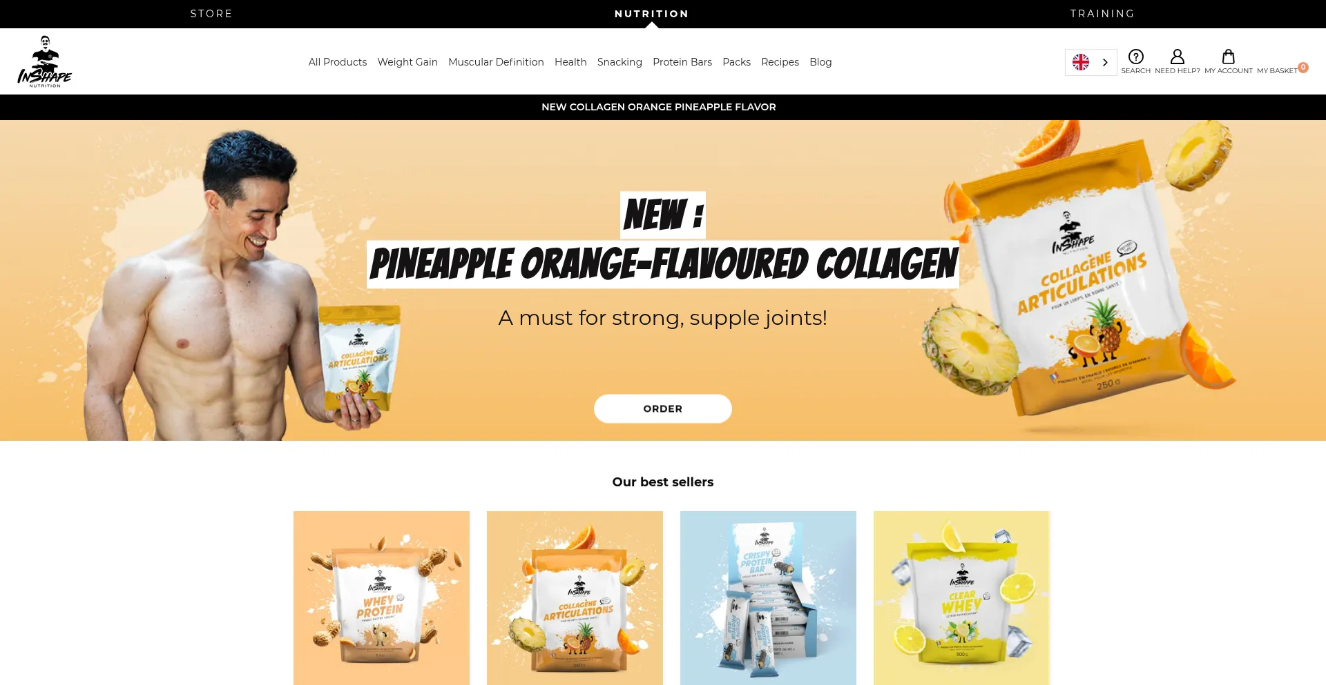 Website screenshot of Inshape-nutrition.com